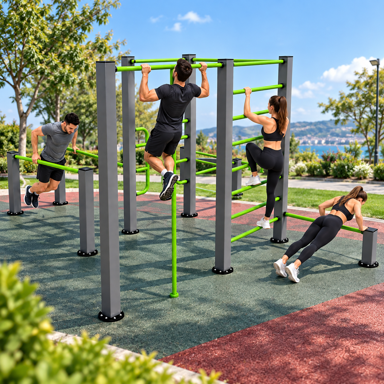 Workout Fitness Station FST-101 – 10-Person Outdoor Exercise Unit