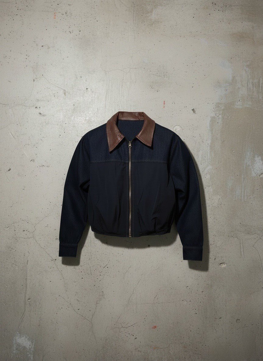 DERİ YAKALI BASIC DENIM TAKIM