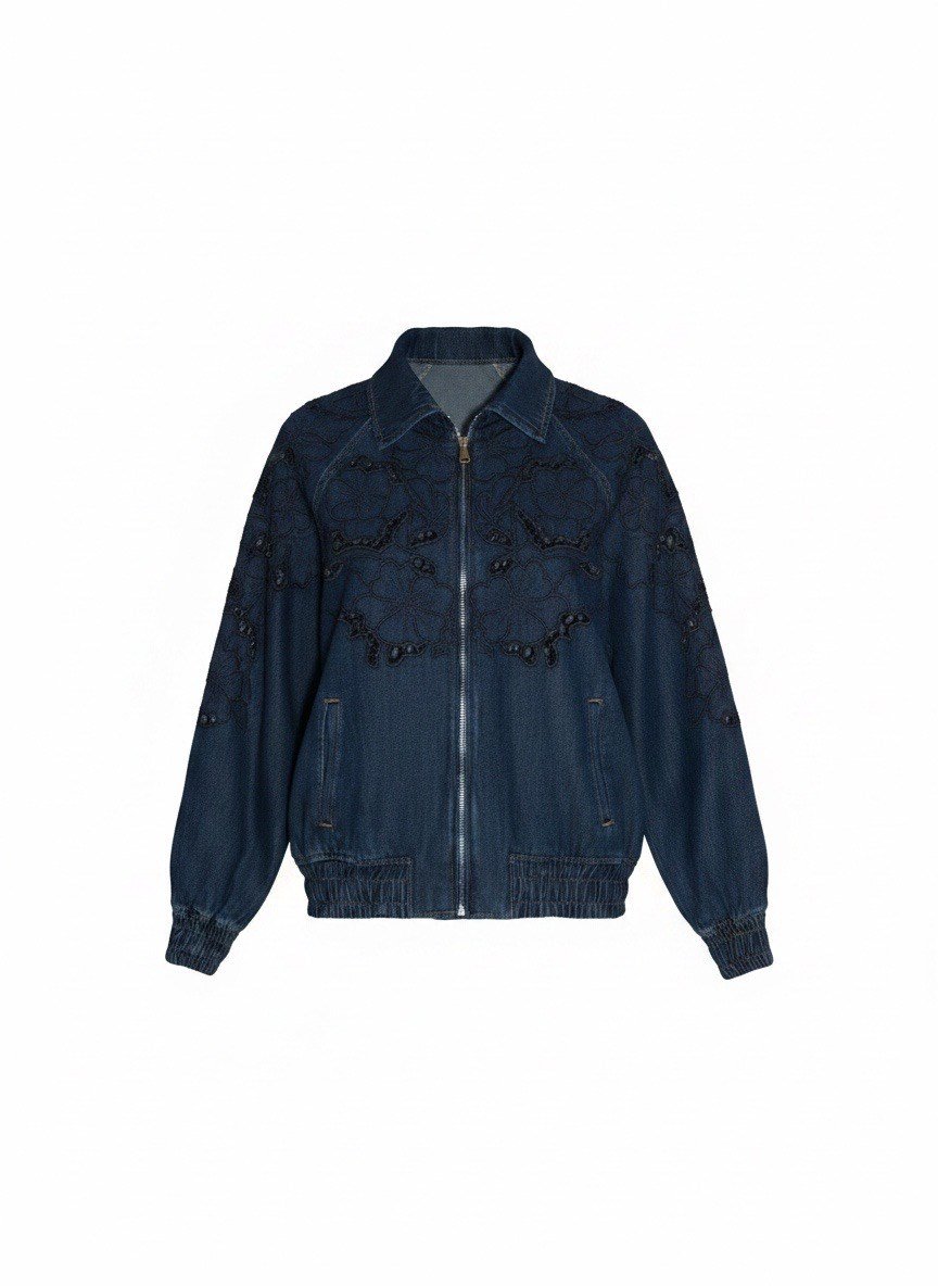 FİSTOLU TENCEL JEAN CEKET
