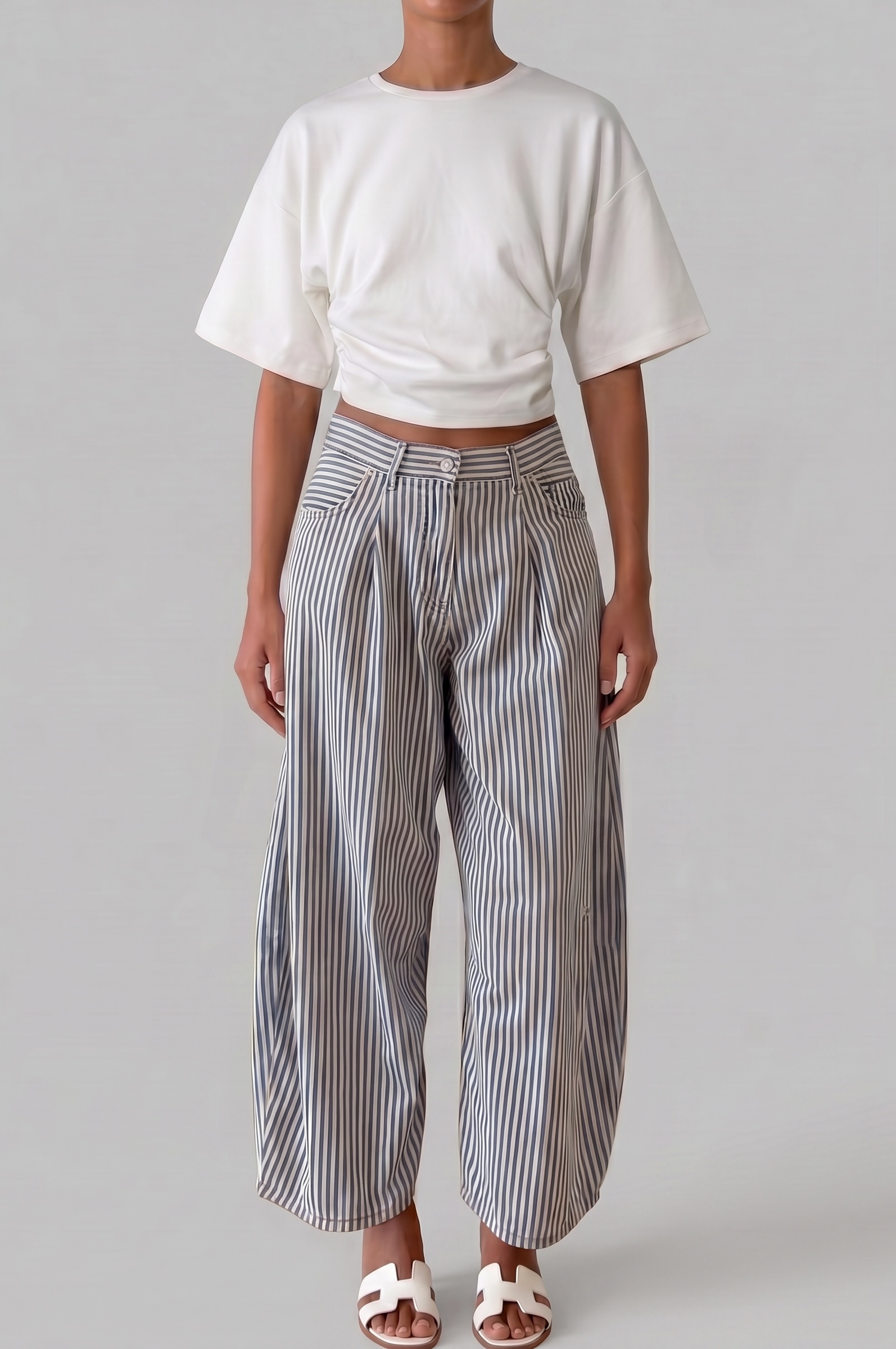 MAVİ ÇİZGİLİ BALON JEAN PANTOLON