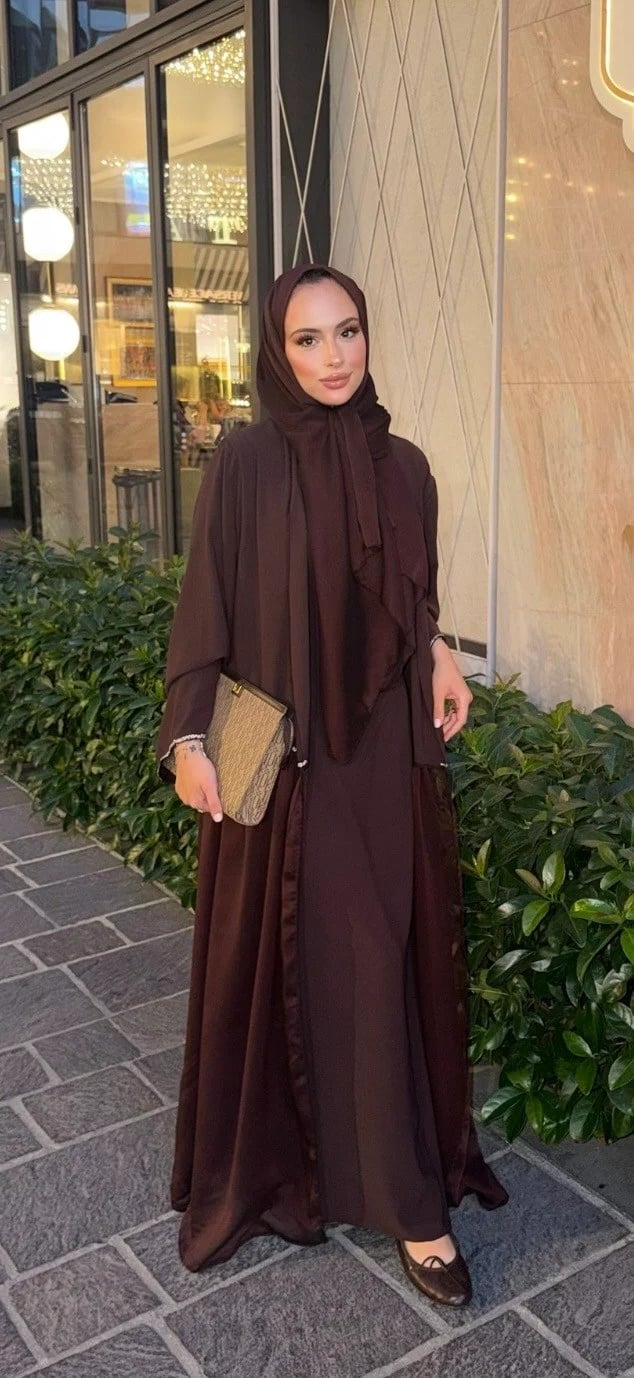 Kahverengi abaya takım