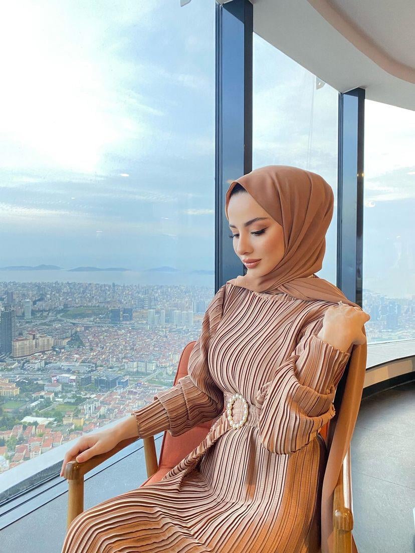 Piliseli Pearl Elbise Caramel 