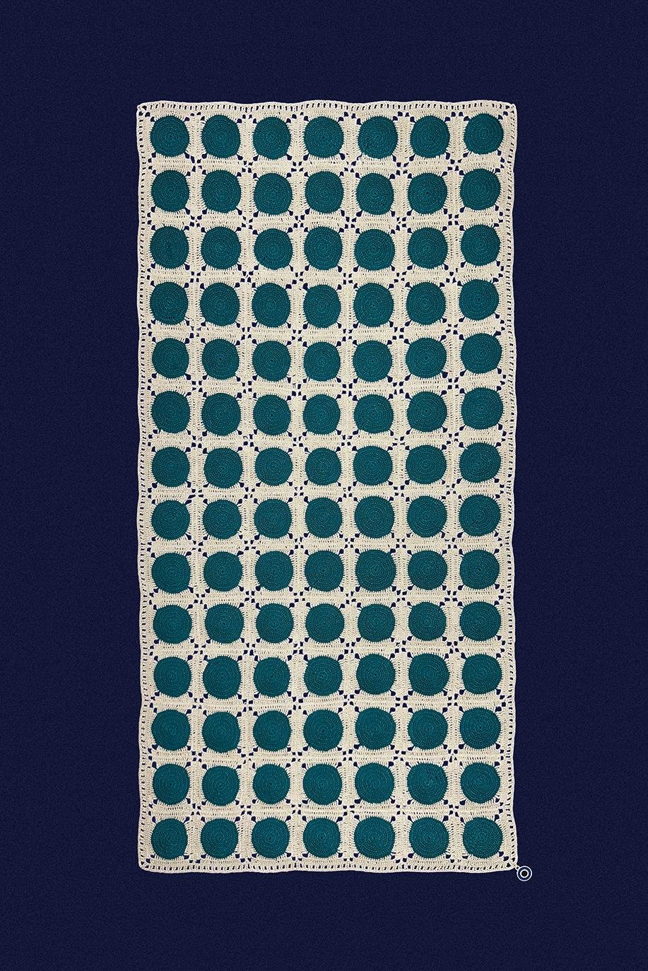 Beige Green Dots Handcrafted Lace Runner