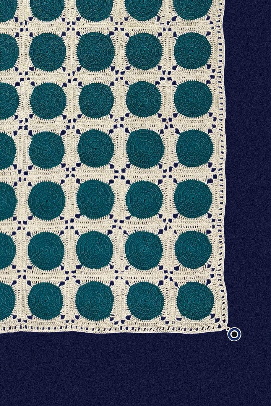 Beige Green Dots Handcrafted Lace Runner