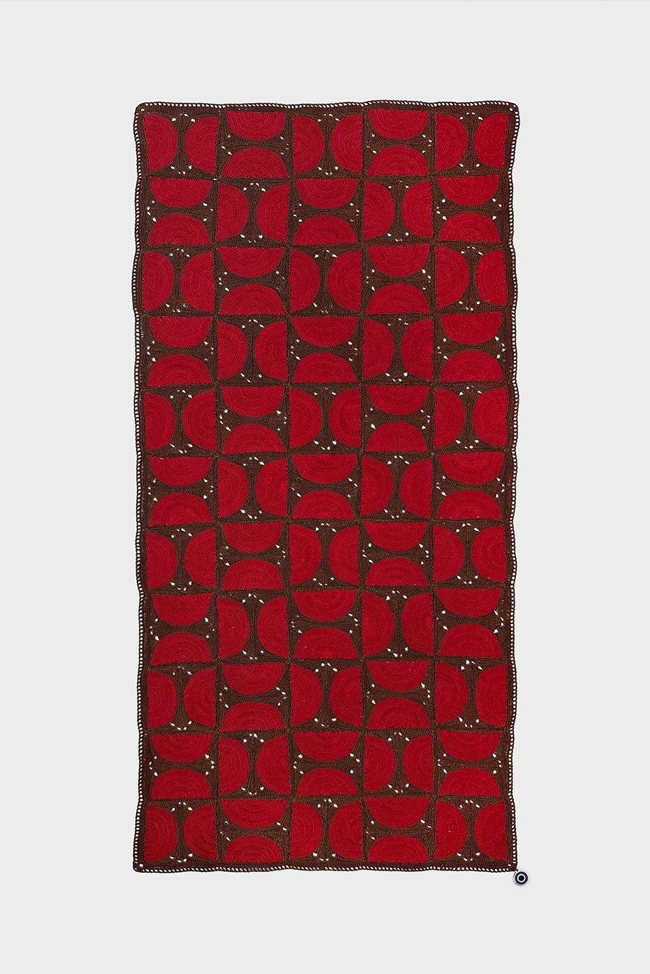 Red Brown Circus Handcrafted Lace Runner