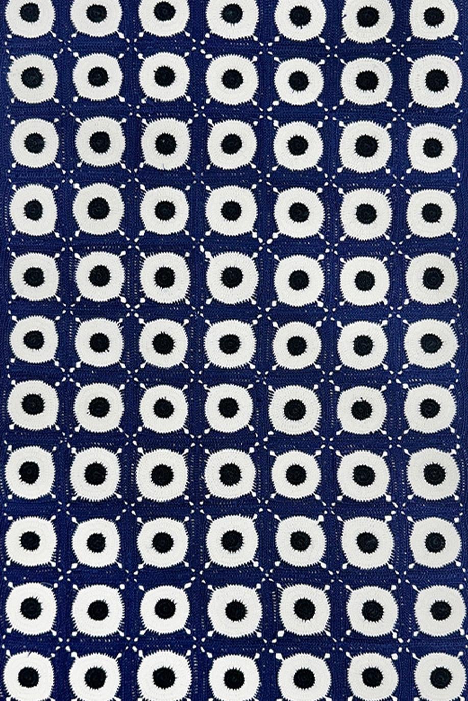 Navy Blue White Black Evil Eye Handcrafted Lace Runner