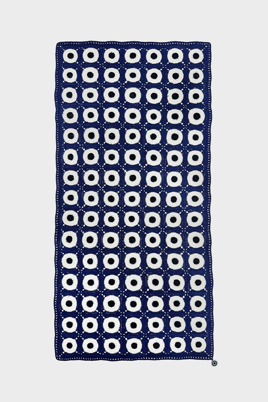 Navy Blue White Black Evil Eye Handcrafted Lace Runner