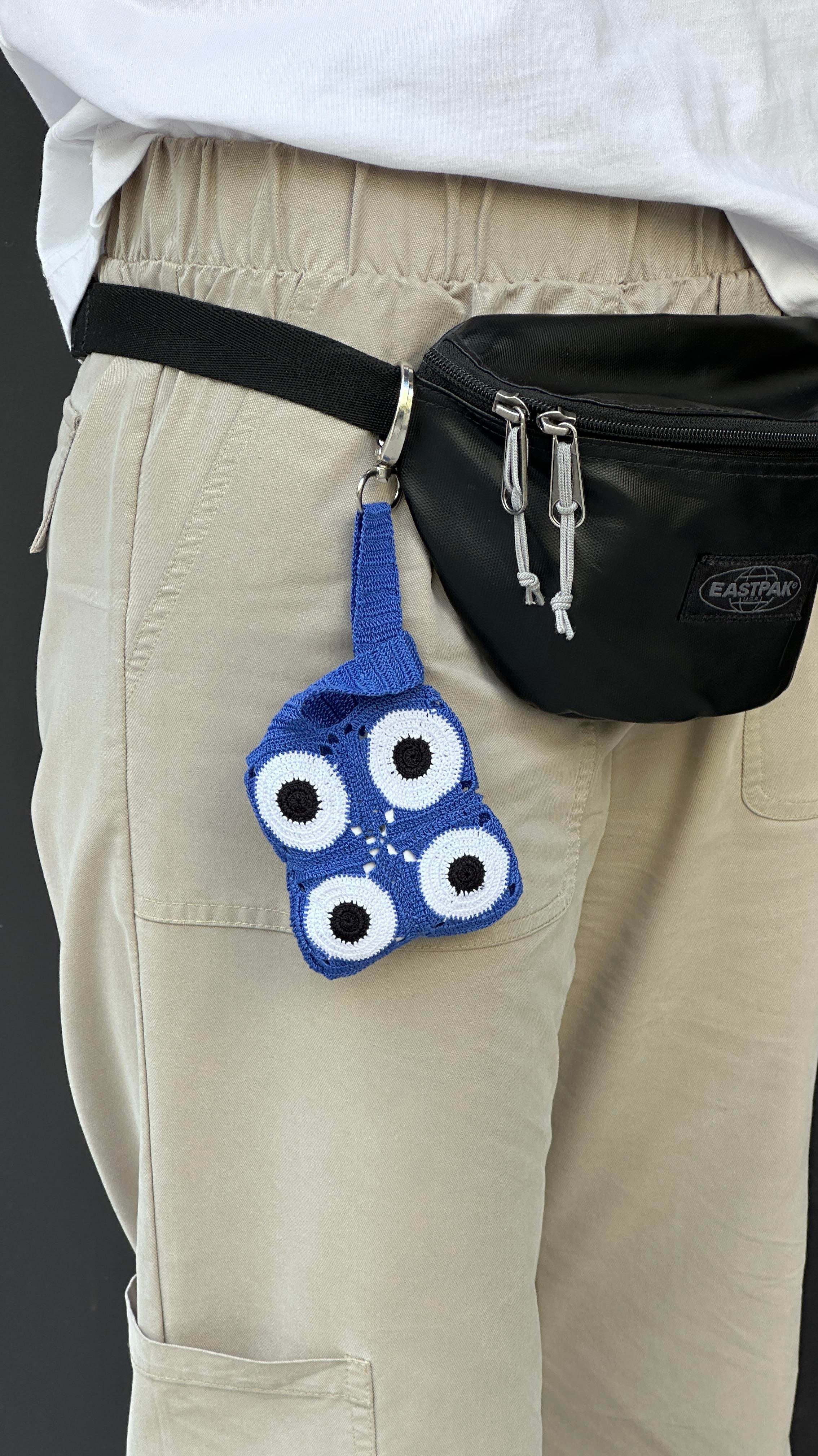 Mavi Evil Eye Kulaklık Çantası 