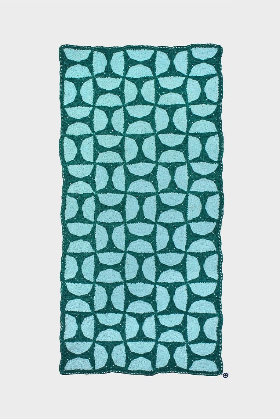 Blue Green Circus Handcrafted Lace Runner
