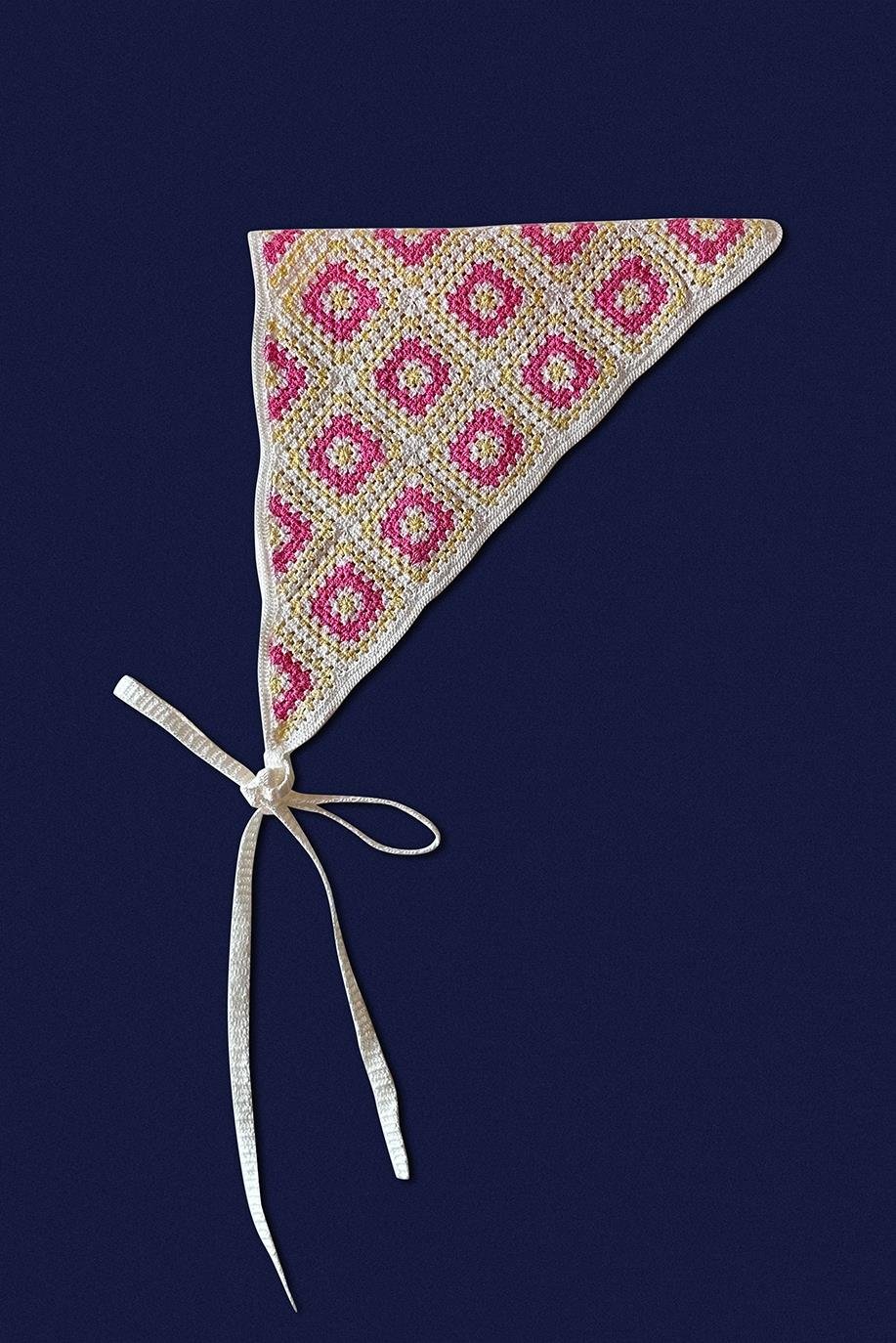 Pembe Sarı Granny Dantel Bandana