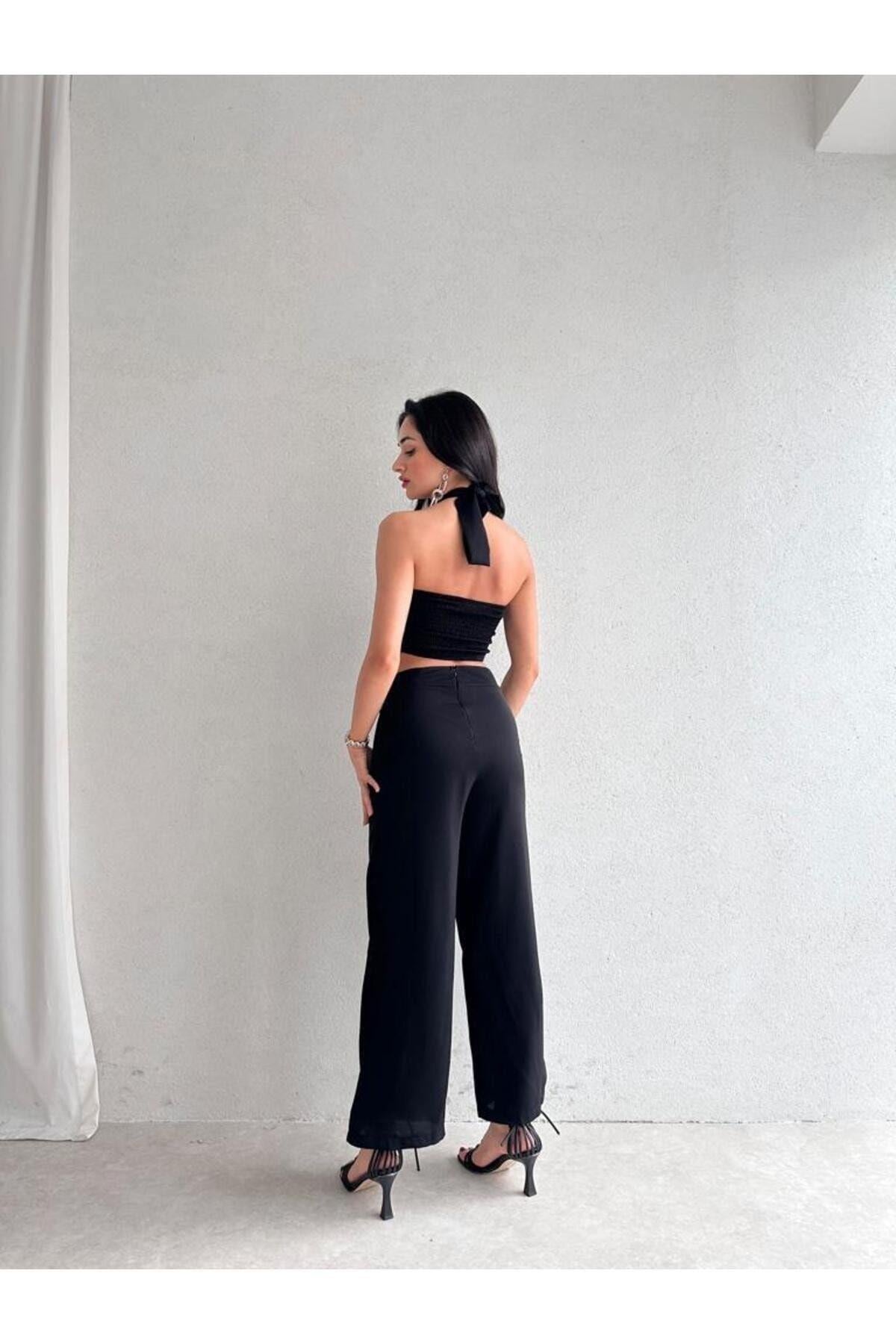 Bağlamalı Askı Detaylı Alt-Üst Takım Crop