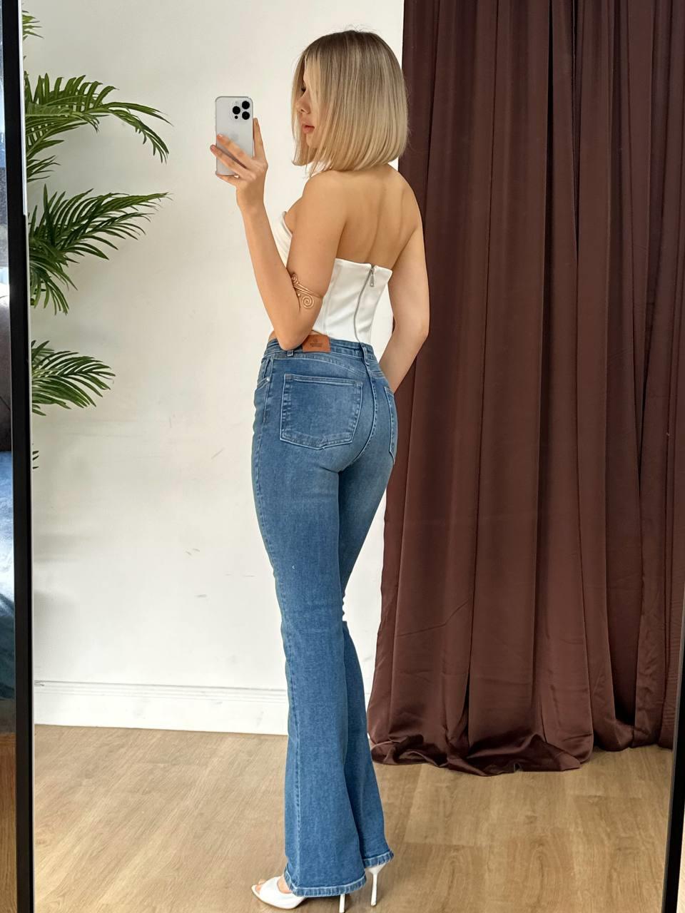 Kadın İspanyol Paça Kot Denim Pantolon