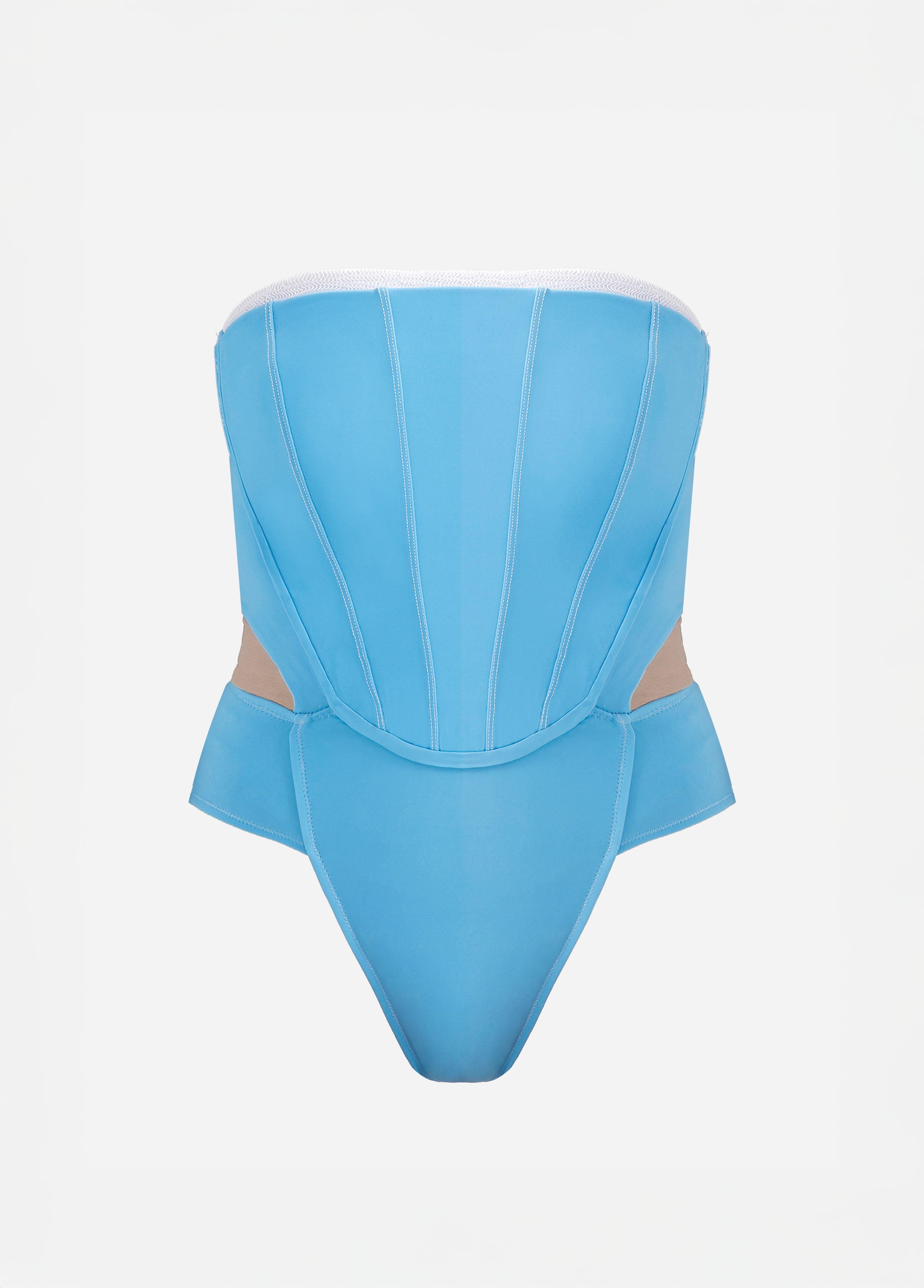 Sculpted Corset One-Piece-Light Blue