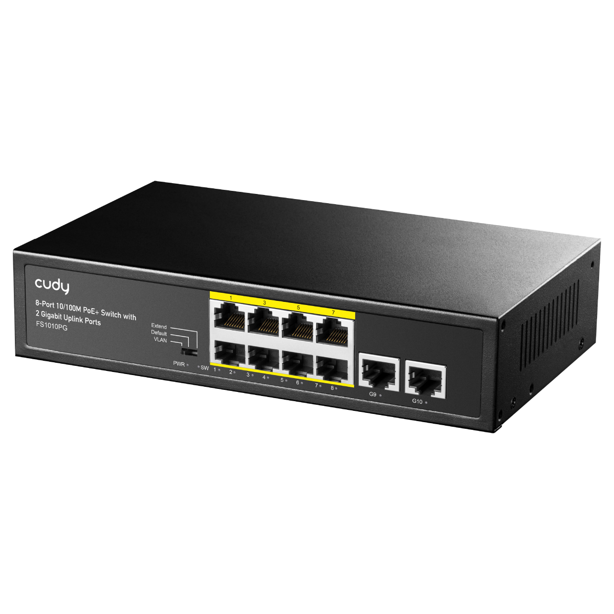 CUDY FS1010PG 10 Port Mbit 8 Port PoE+ 120W 2xGbit Uplink Desktop Yönetilemez Metal Kasa Switch
