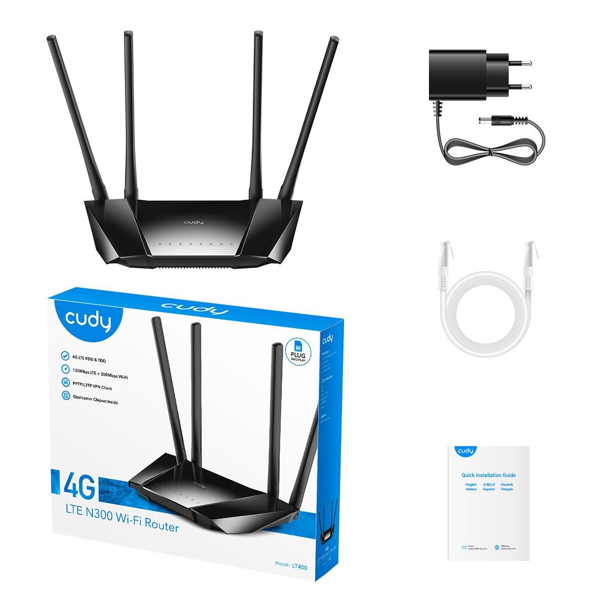 CUDY LT400_EU 4 Port 10/100Mbps 300mbps 4 Anten Masaüstü