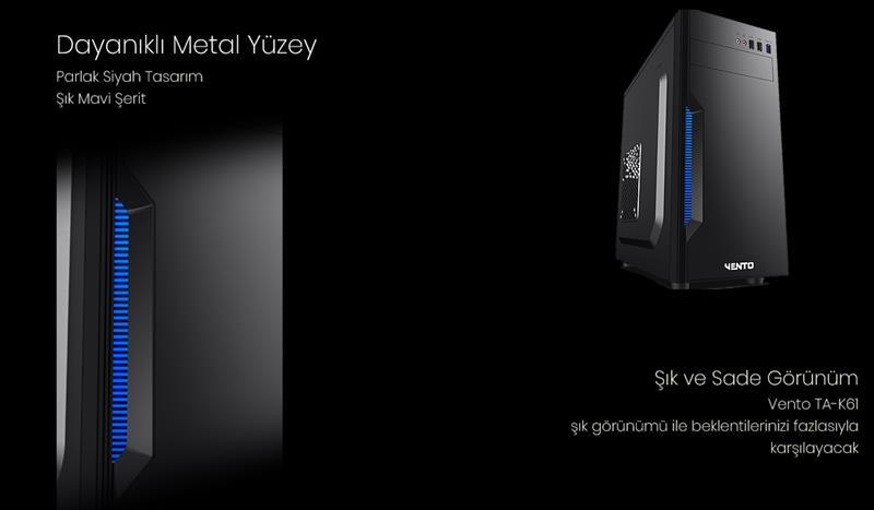VENTO TA-K61 400W Siyah-Gümüş Mid Tower ATX Kasa