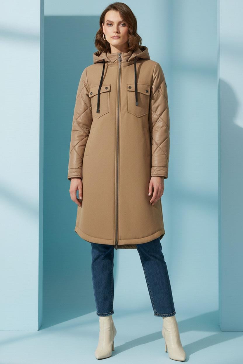 Hooded Beige Puffer Jacket