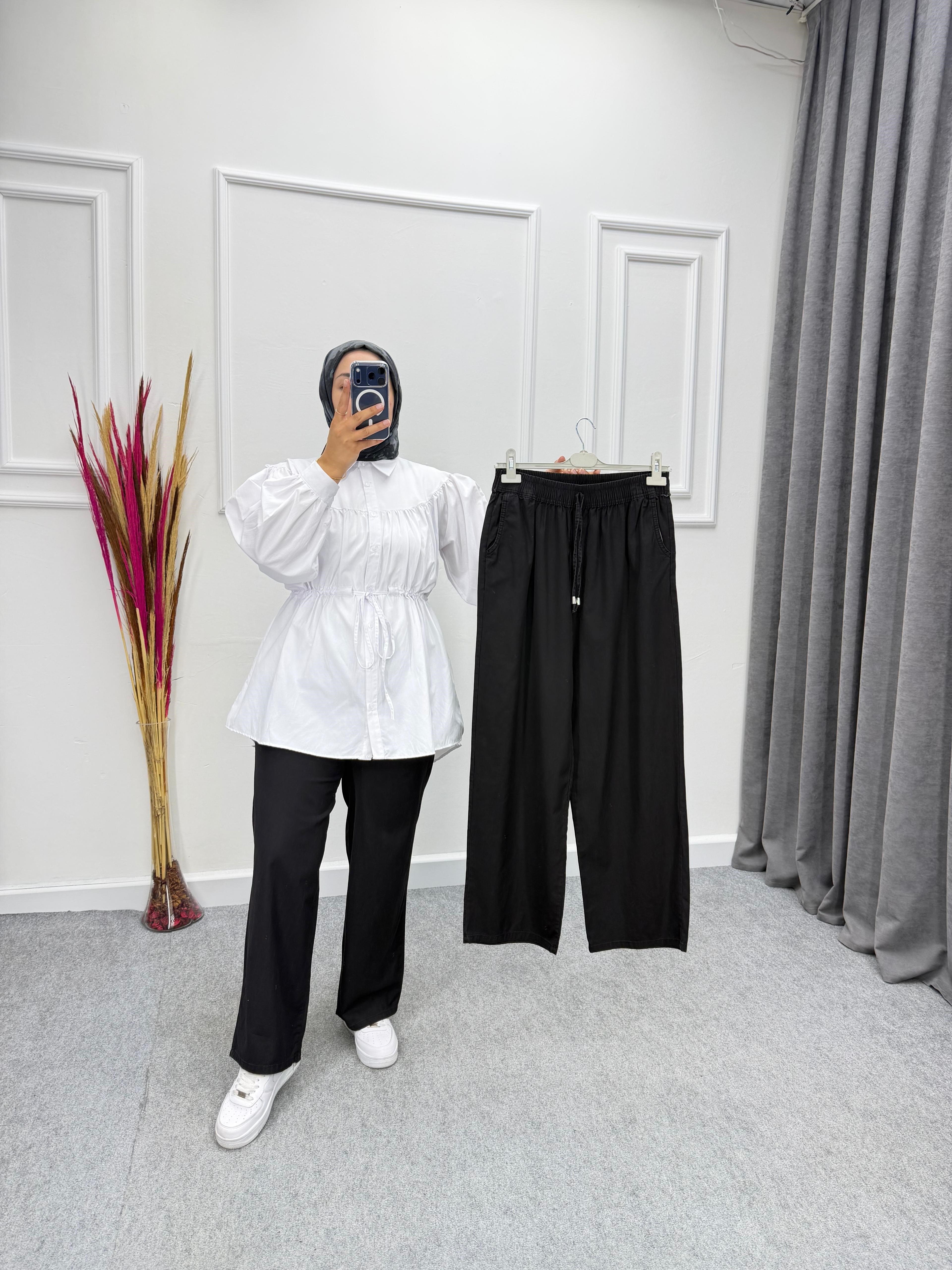 Beli Lastikli Tansel Kot Pantolon Siyah