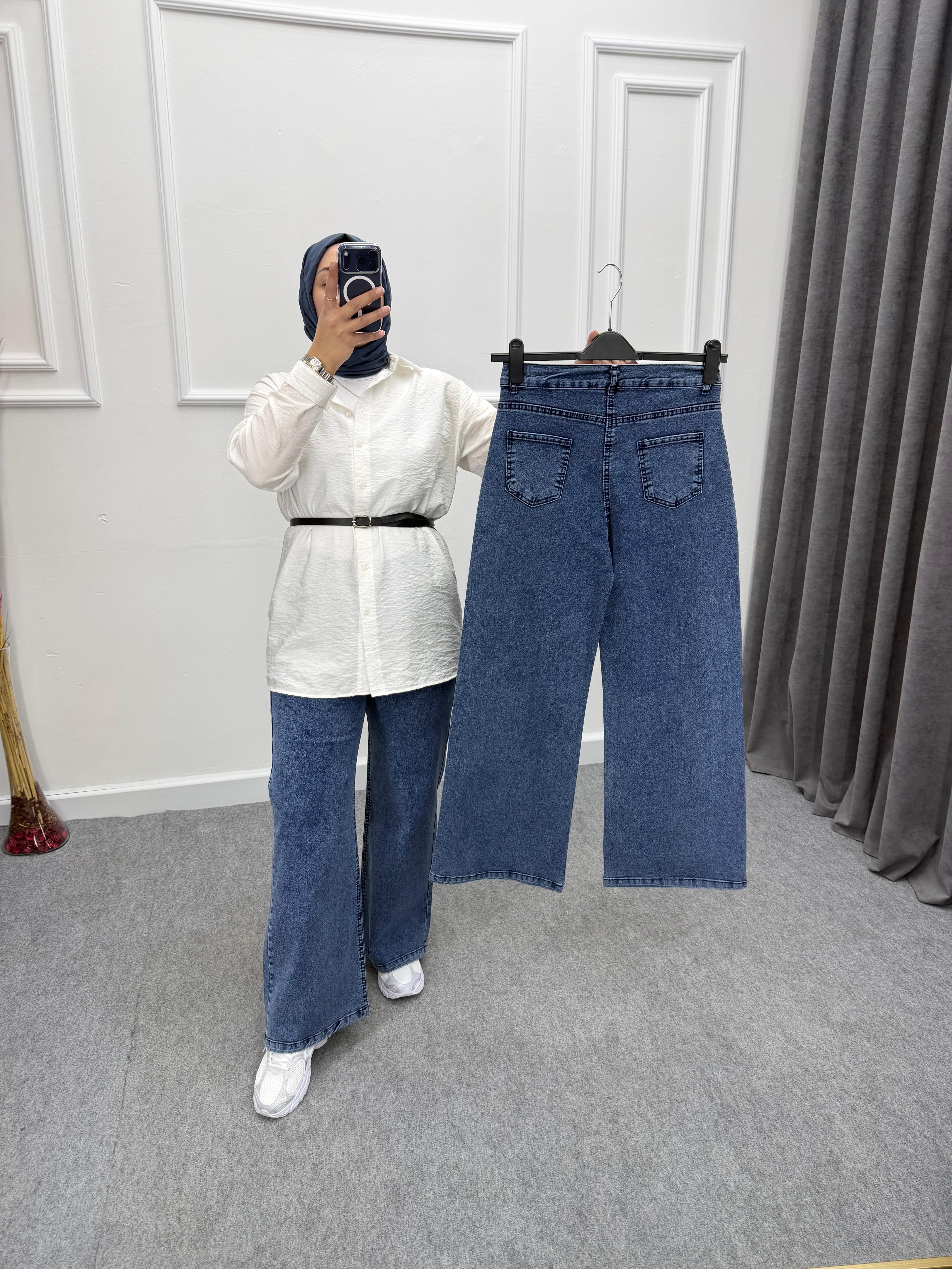Koyu Kar Mavi Baggy Jean's