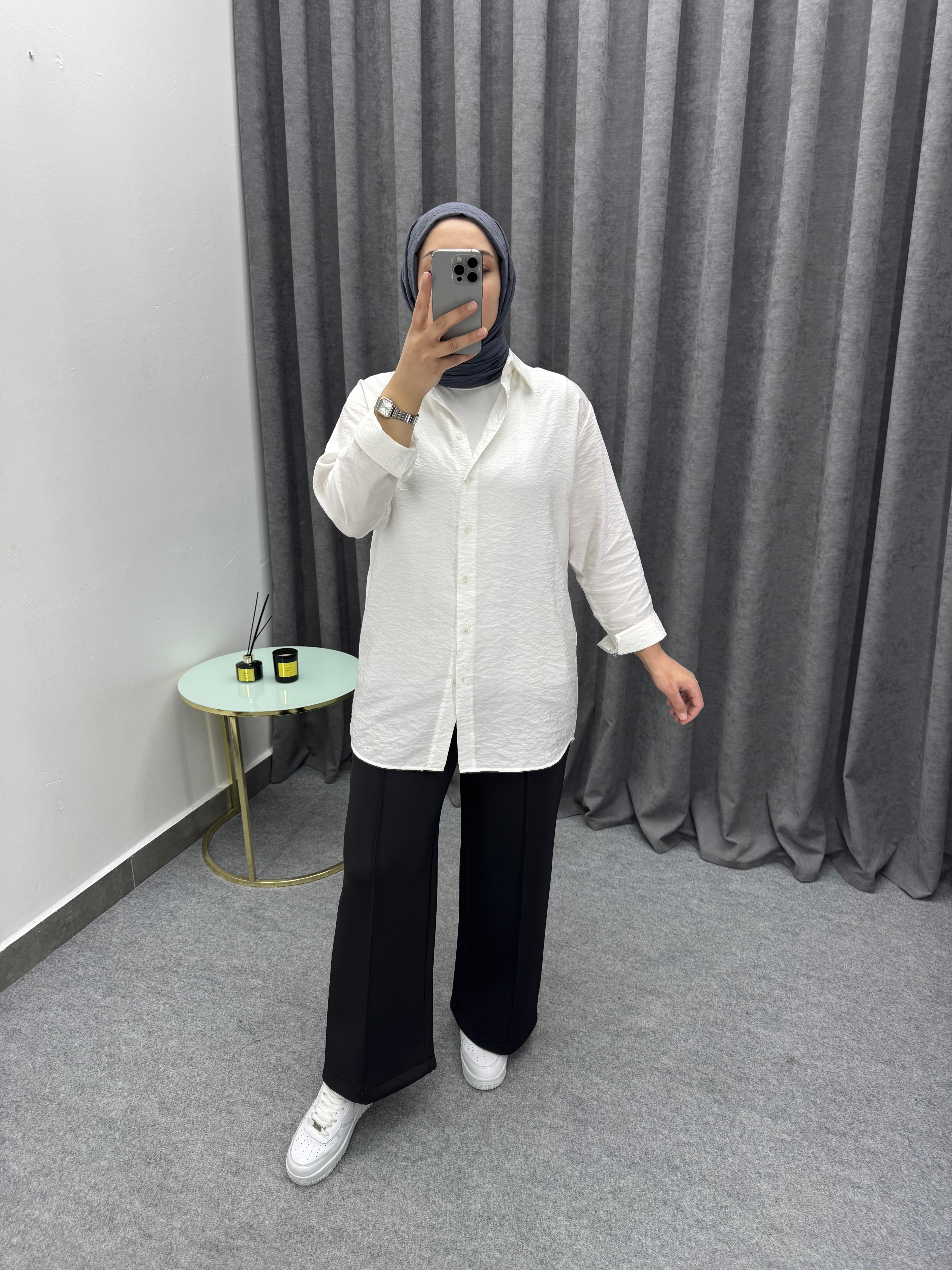 Siyah Çimalı Bol Paça Pantolon
