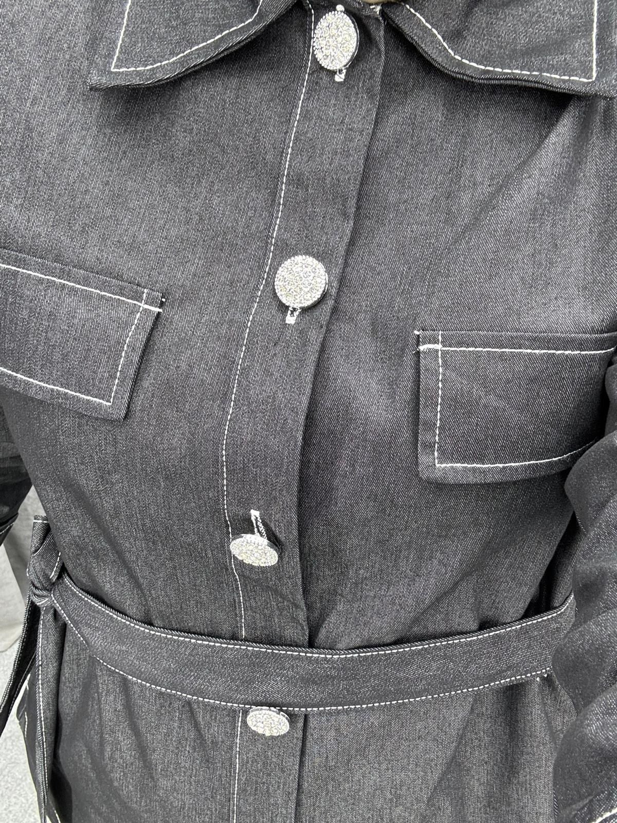 Siyah Denim Seyyar Kemerli Takım