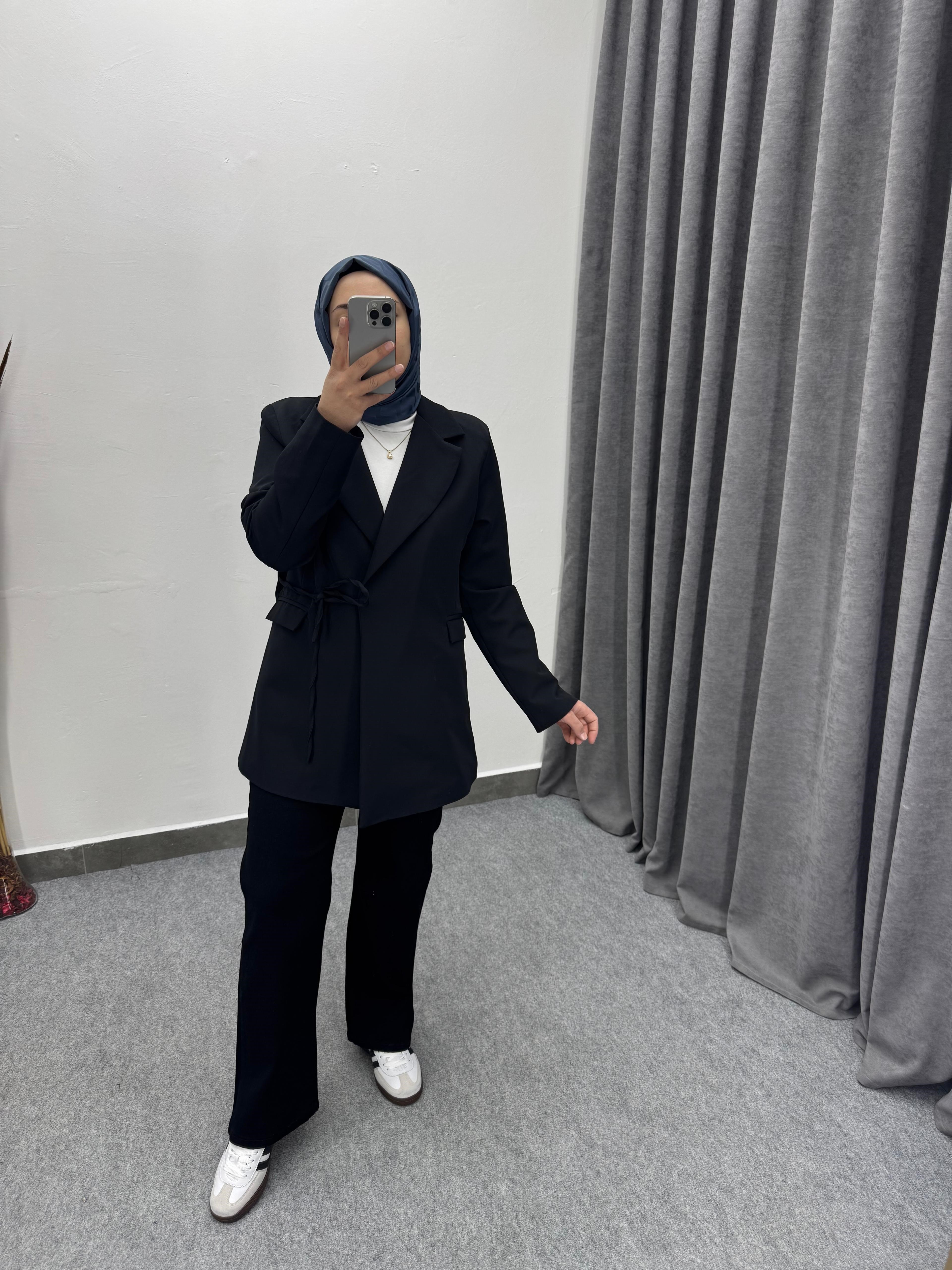 Siyah Düz Palazzo Model Likralı Jean
