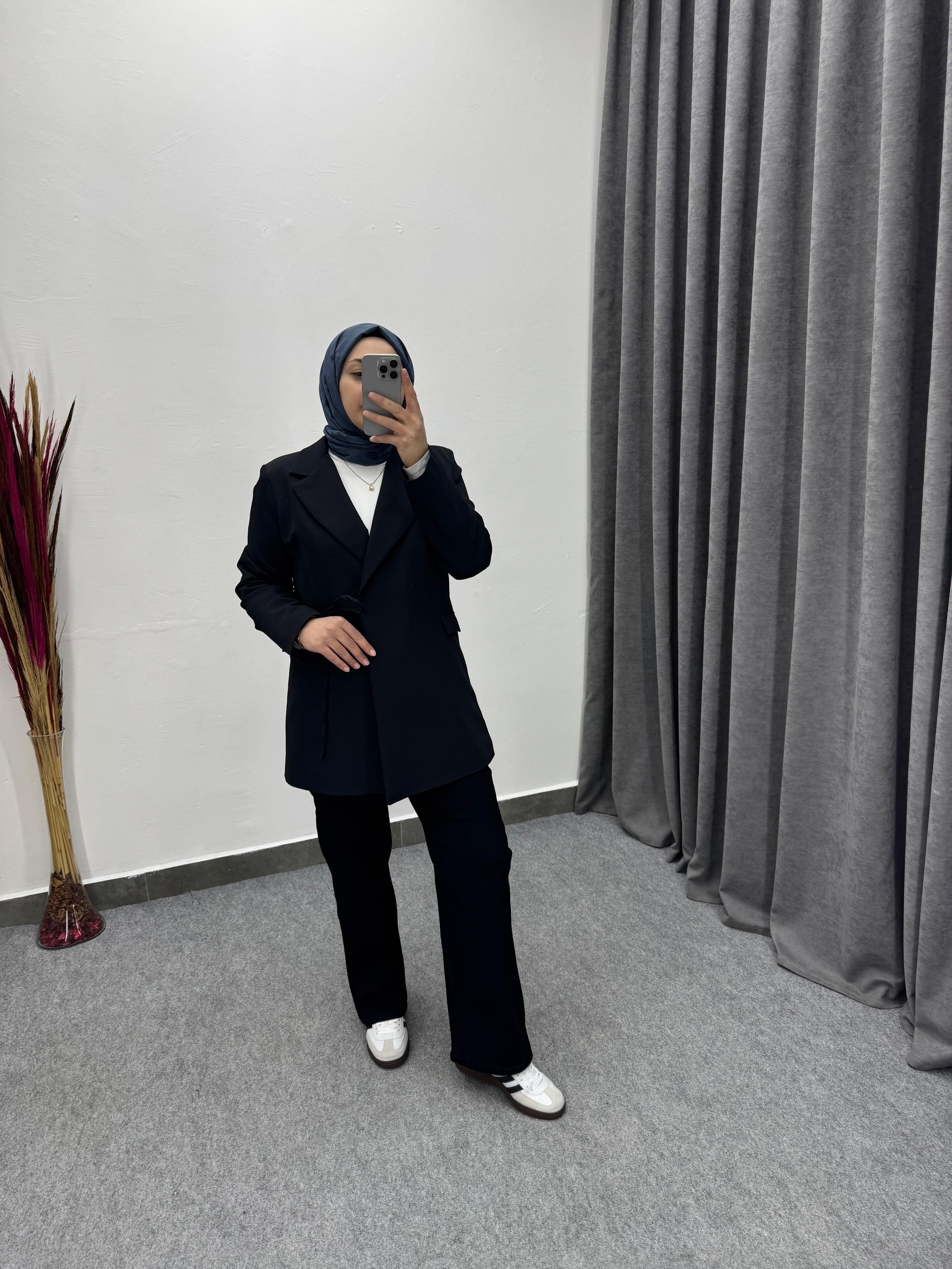 Siyah Düz Palazzo Model Likralı Jean