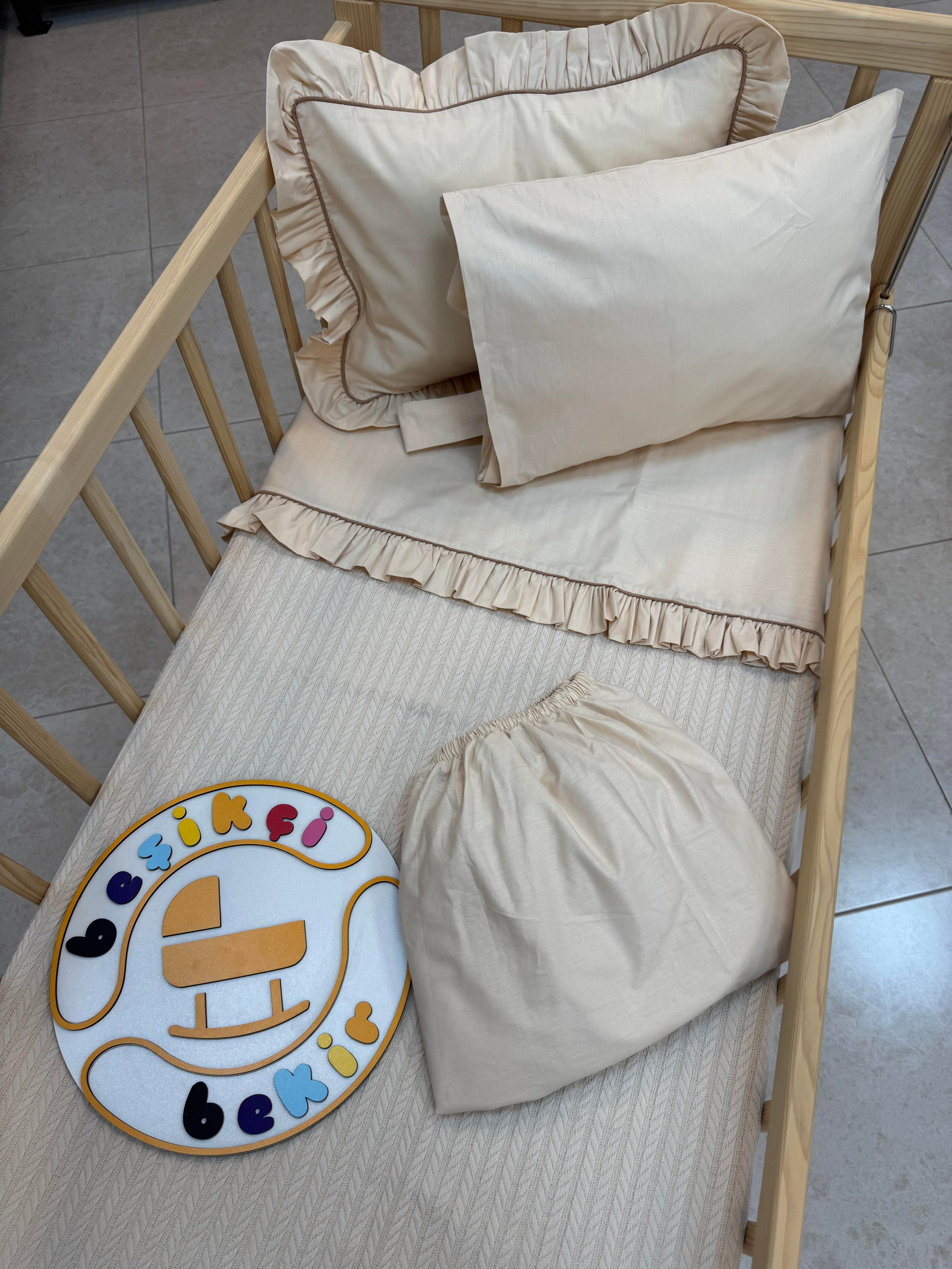 Bej Örgü Bebek Pike Takımı 