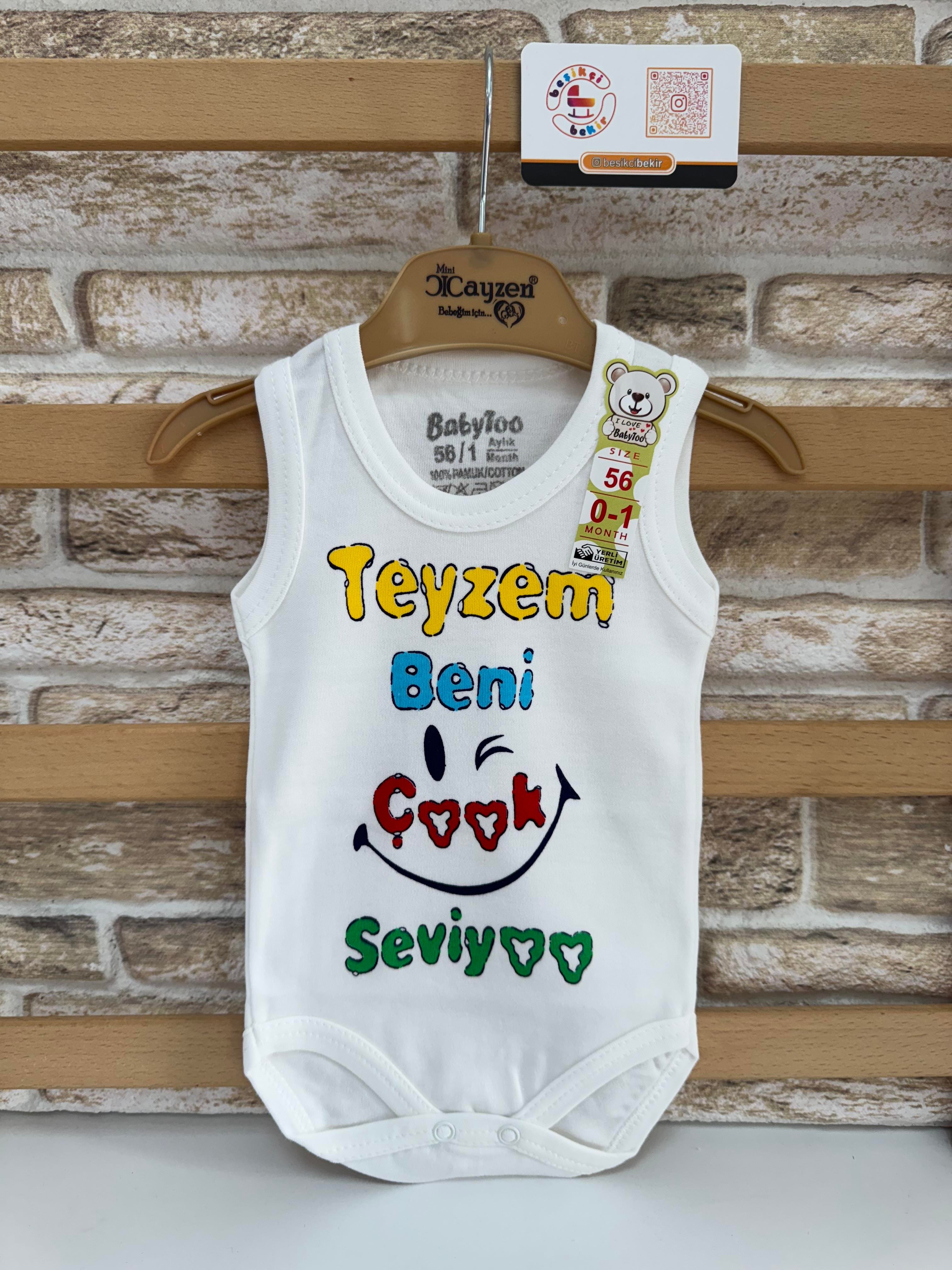 Beni Çok seviyor Yazılı Pamuk Zıbın