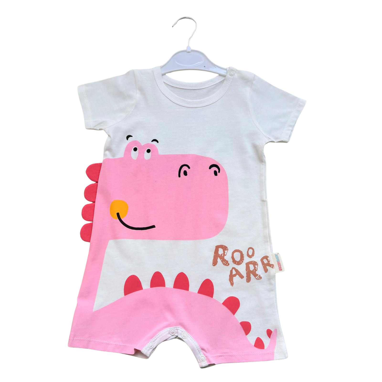 Kısa Kollu Şort Tulum Pembe Dino