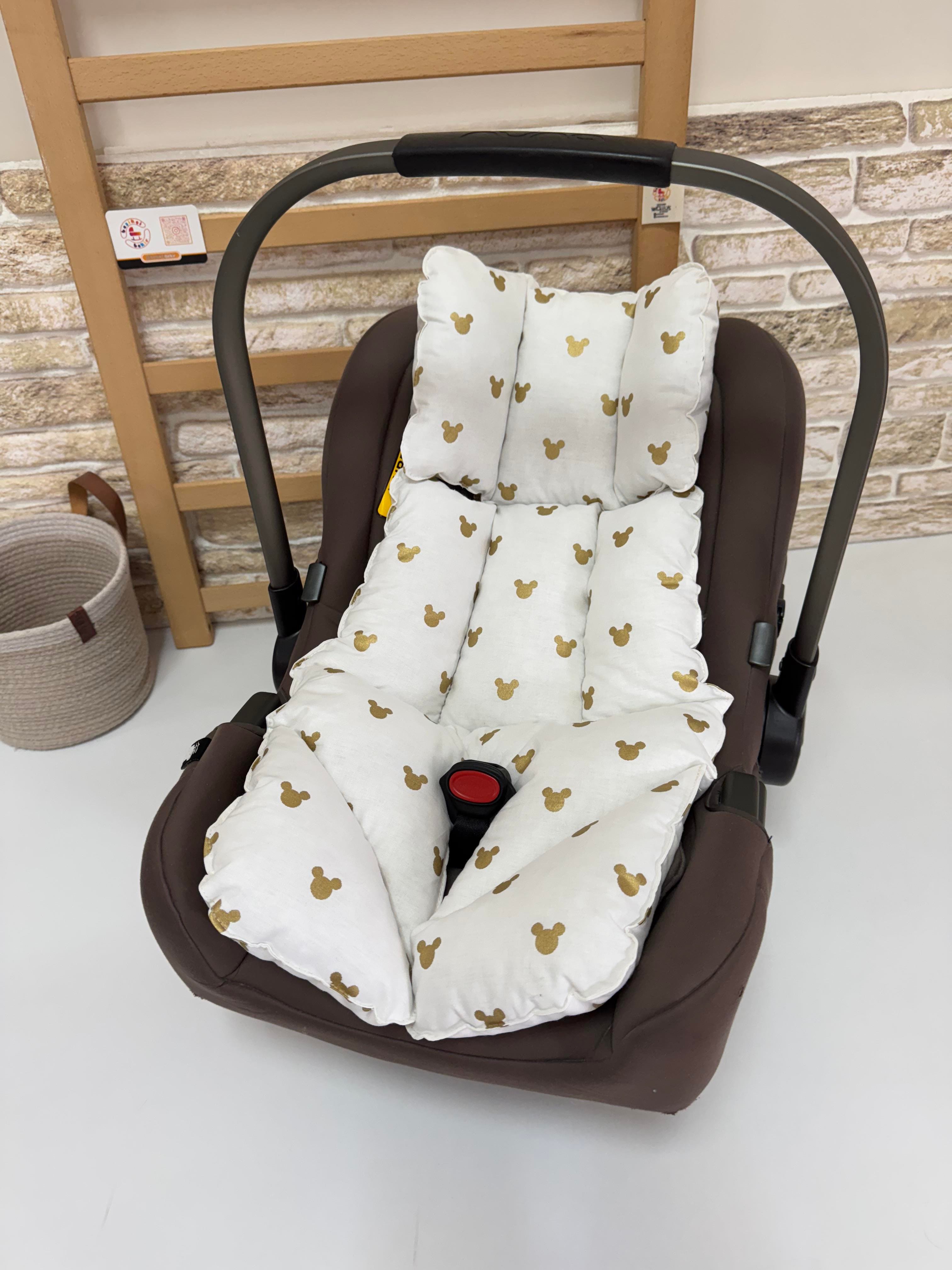 Mickey Baskılı Puset Örtüsü Ve Puset Minderi