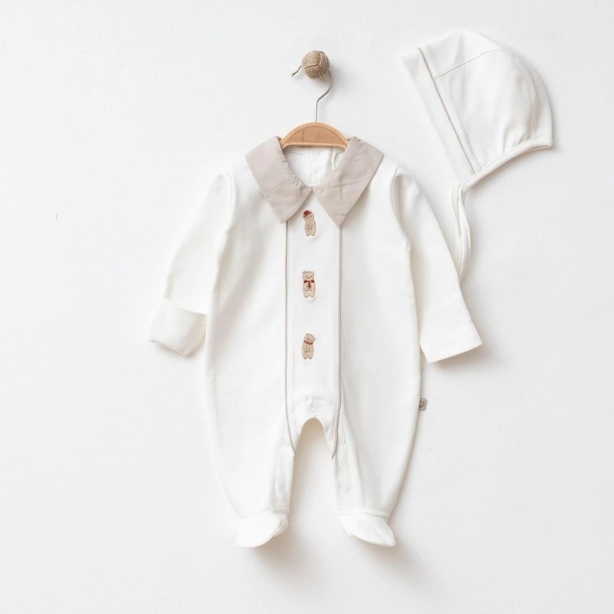 O Baby Ayıcık Nakışlı Yakalı Tulum