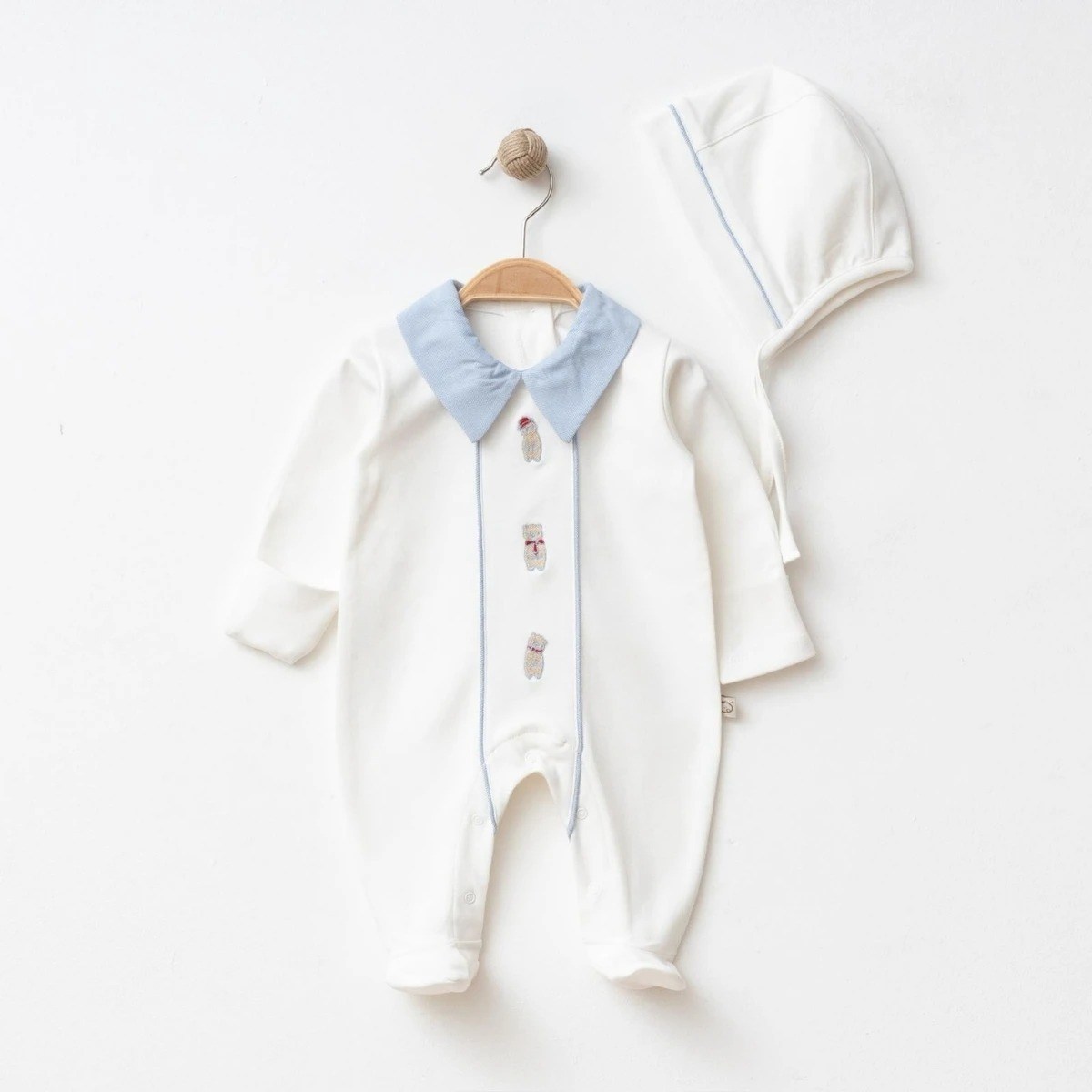 O Baby Ayıcık Nakışlı Yakalı Tulum
