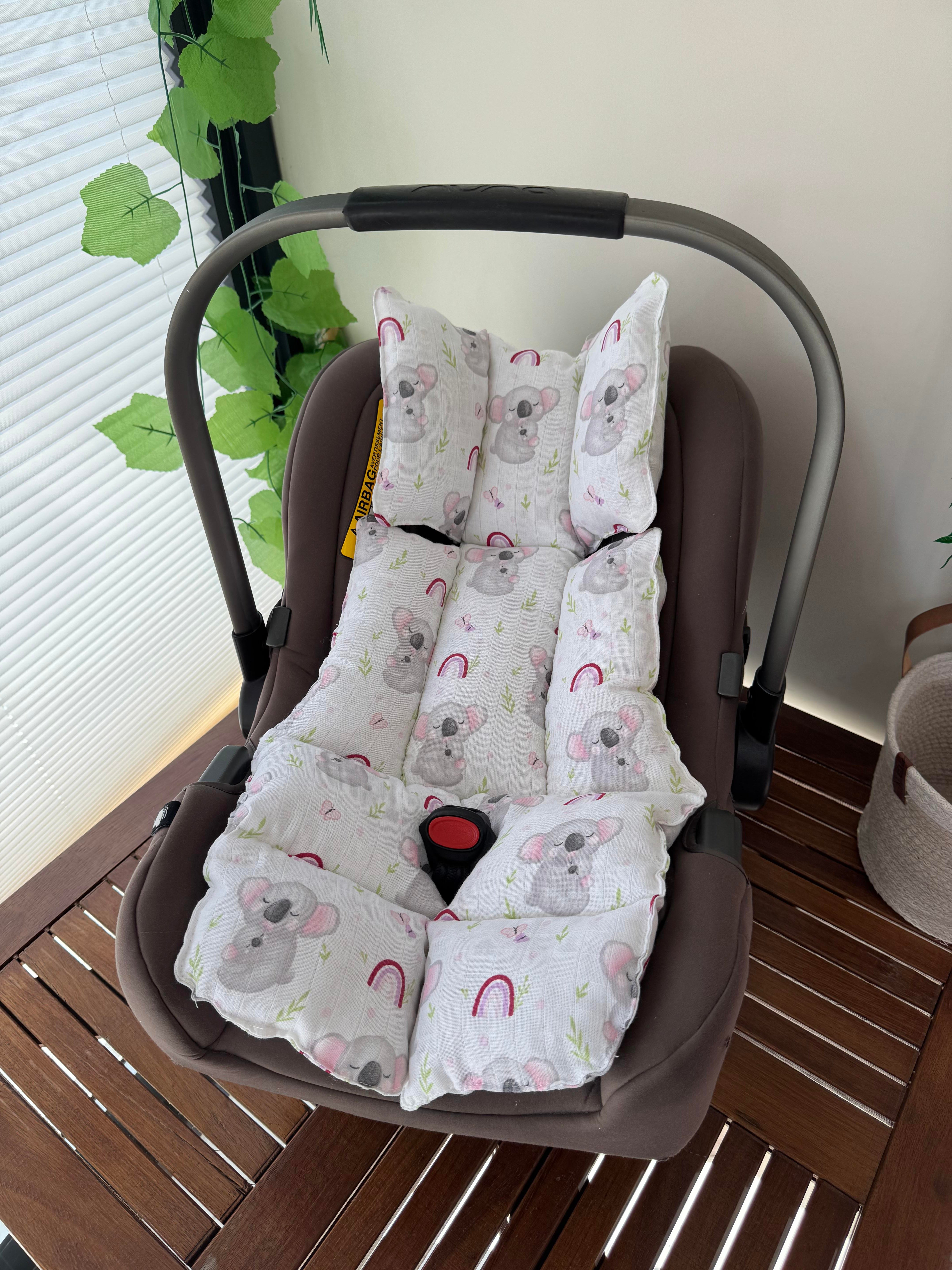 Pembe KoalaÇift Taraflı Puset Örtüsü ve Puset Minderi