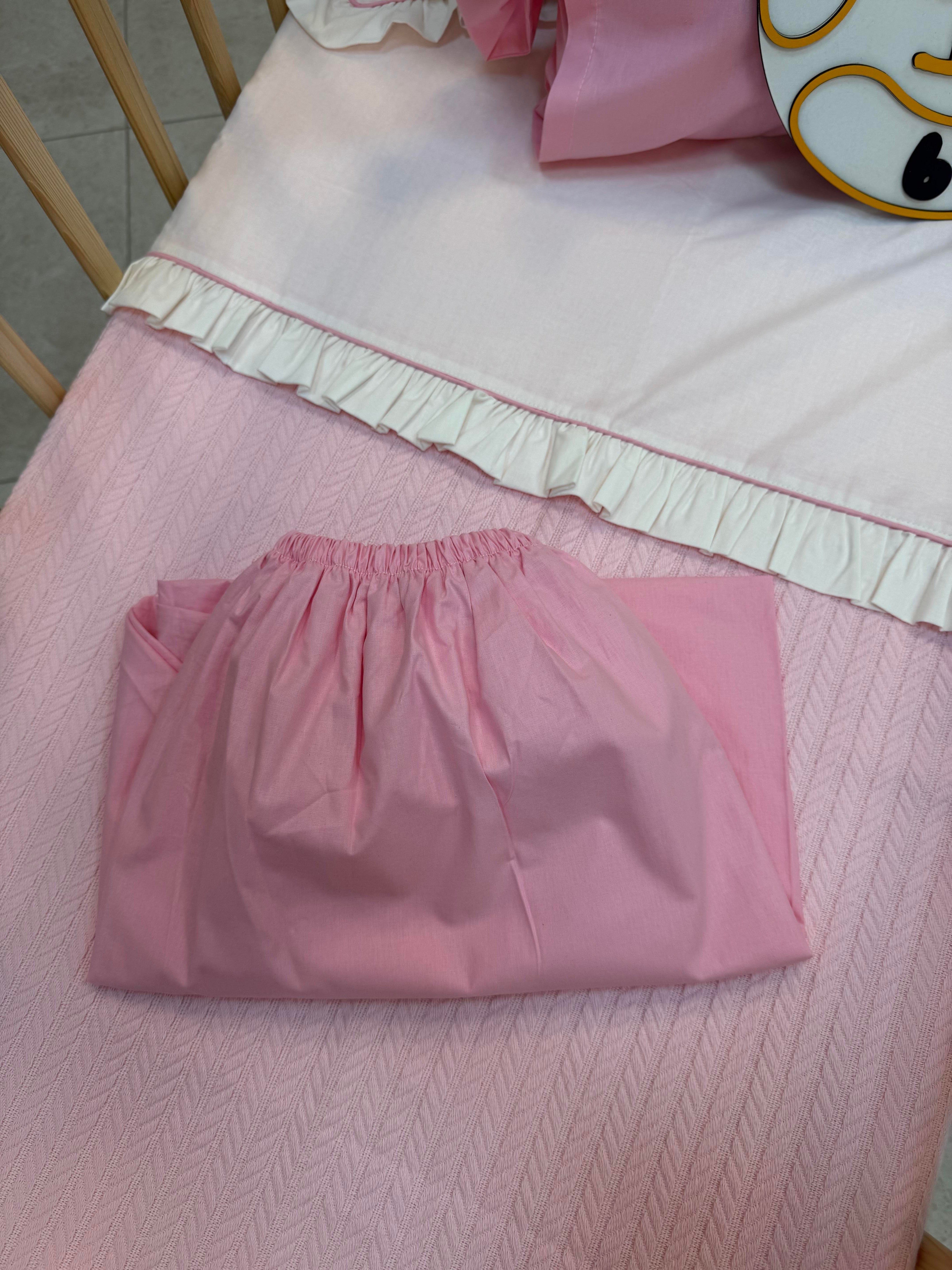 Pembe Örgü Kumaş Bebek Pike Takımı 