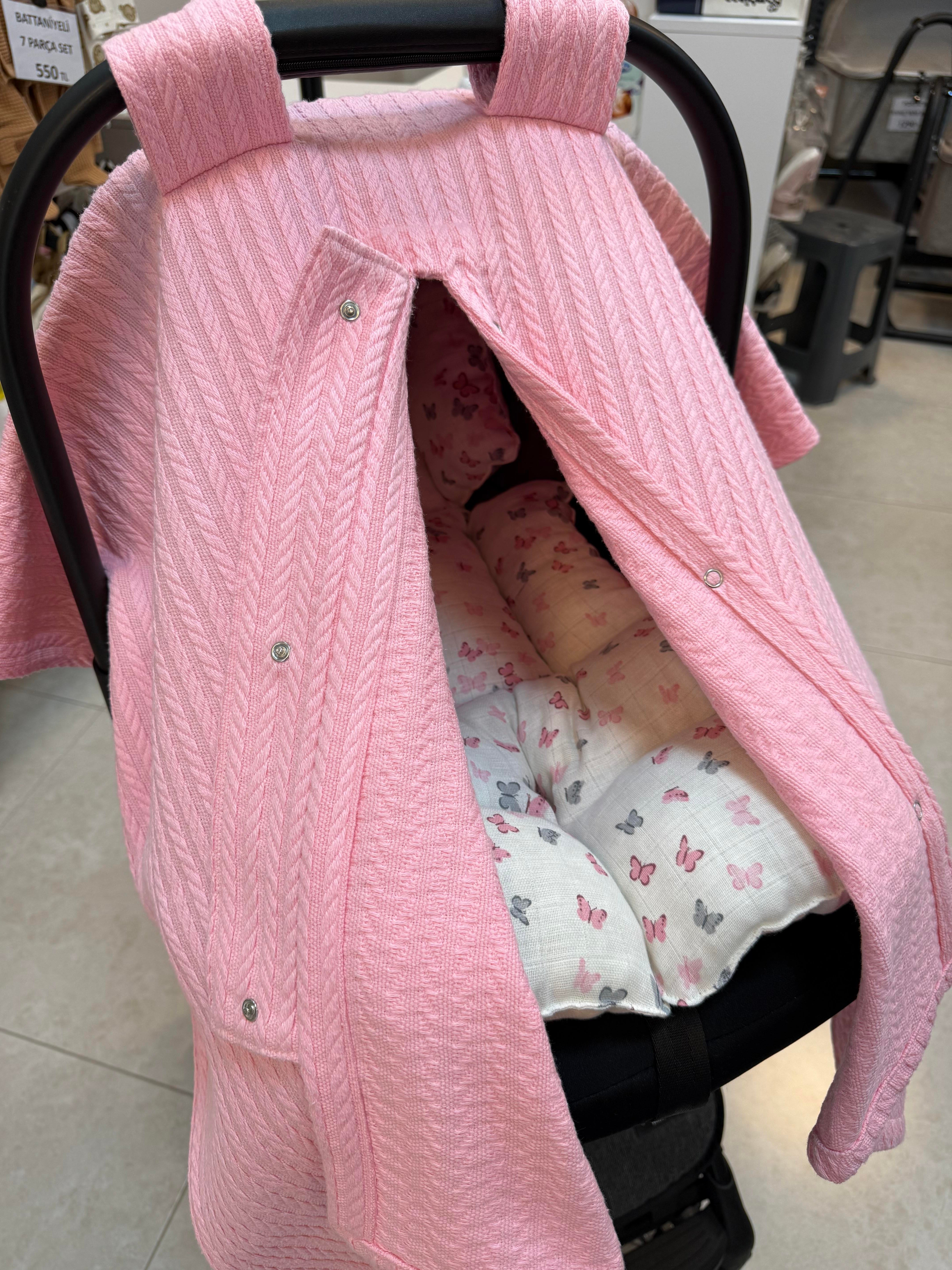 Puset Örtüsü Ve Minder Pembe Örgü Kumaş 