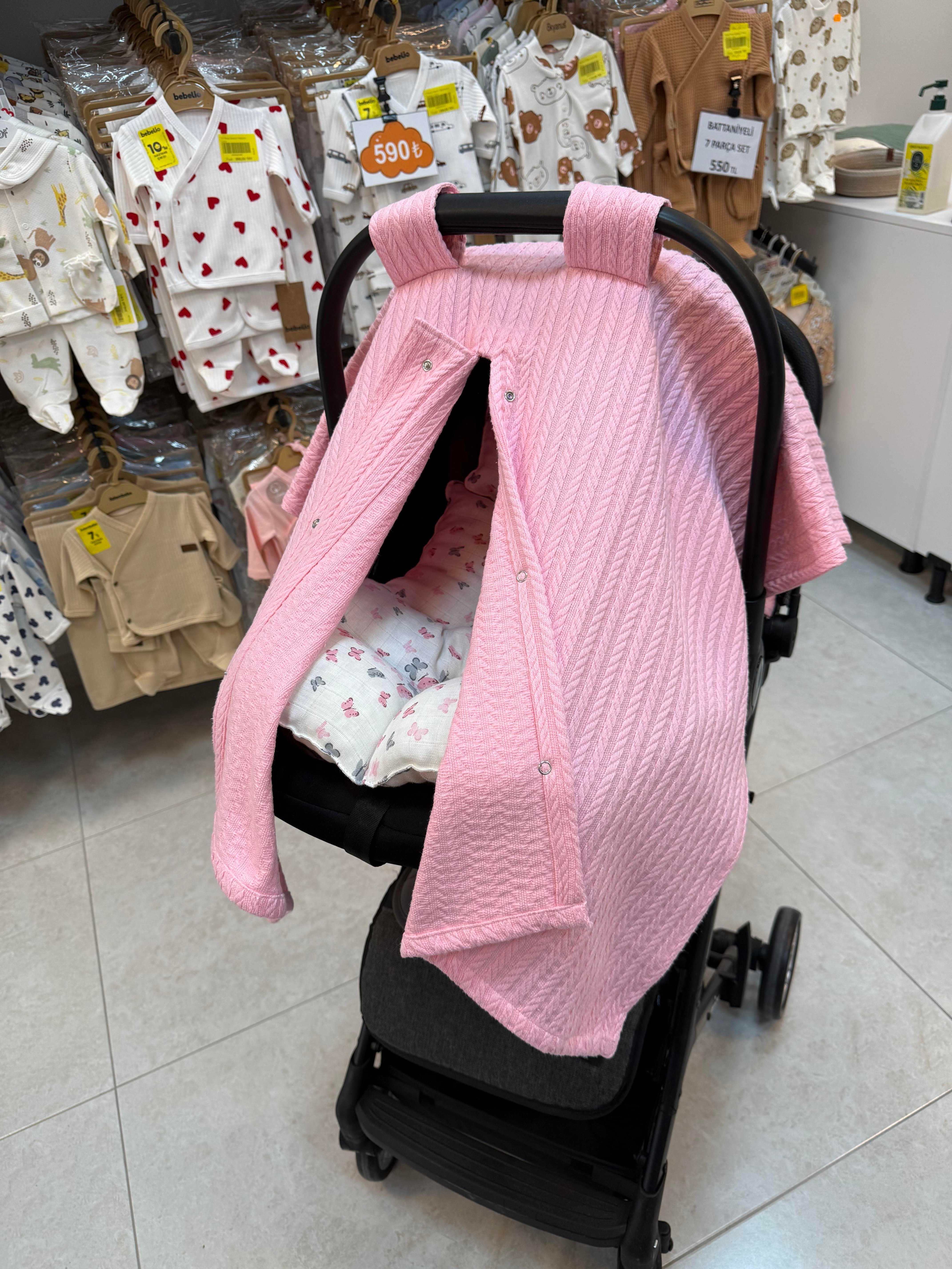 Puset Örtüsü Ve Minder Pembe Örgü Kumaş 