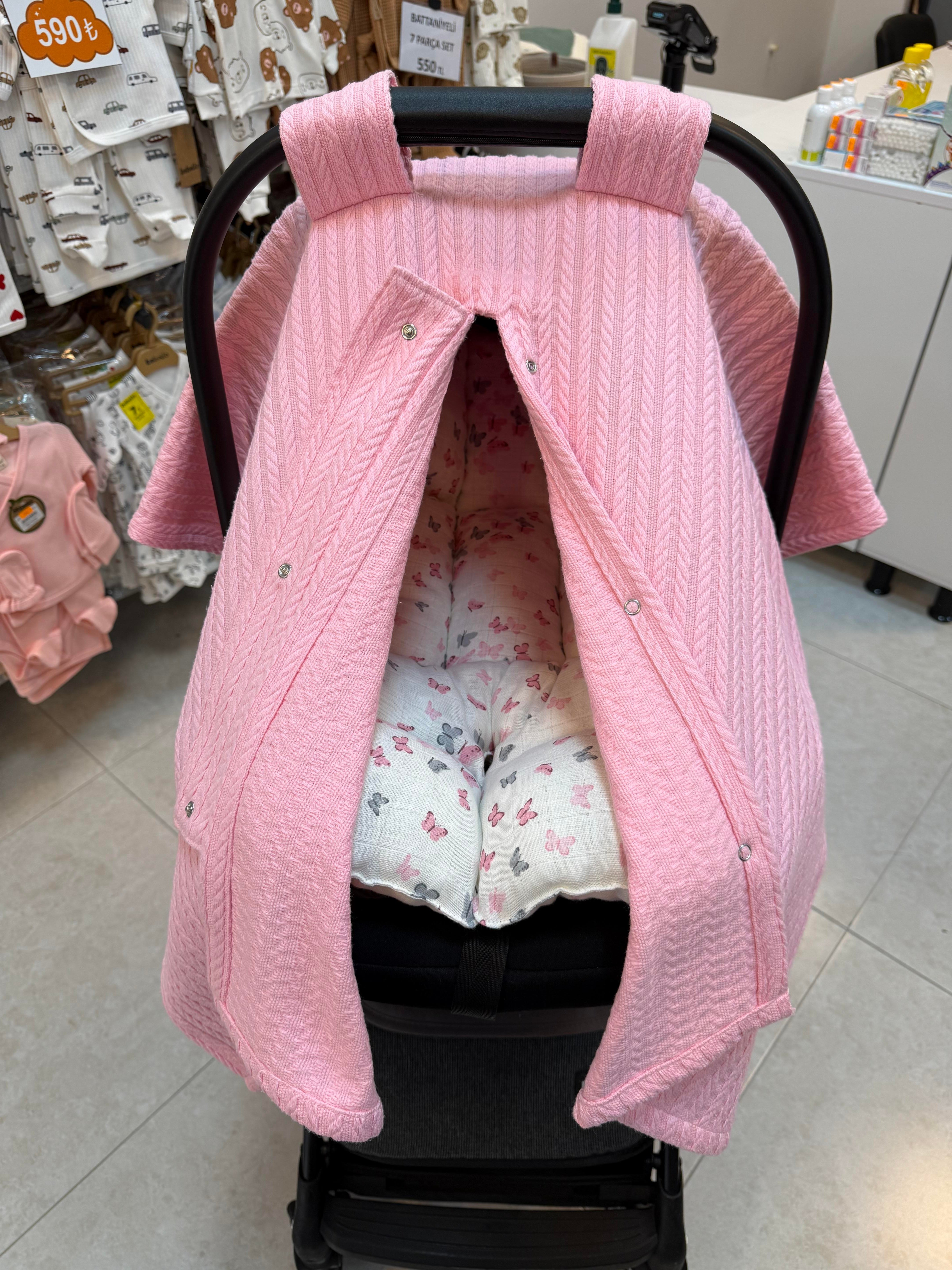 Puset Örtüsü Ve Minder Pembe Örgü Kumaş 