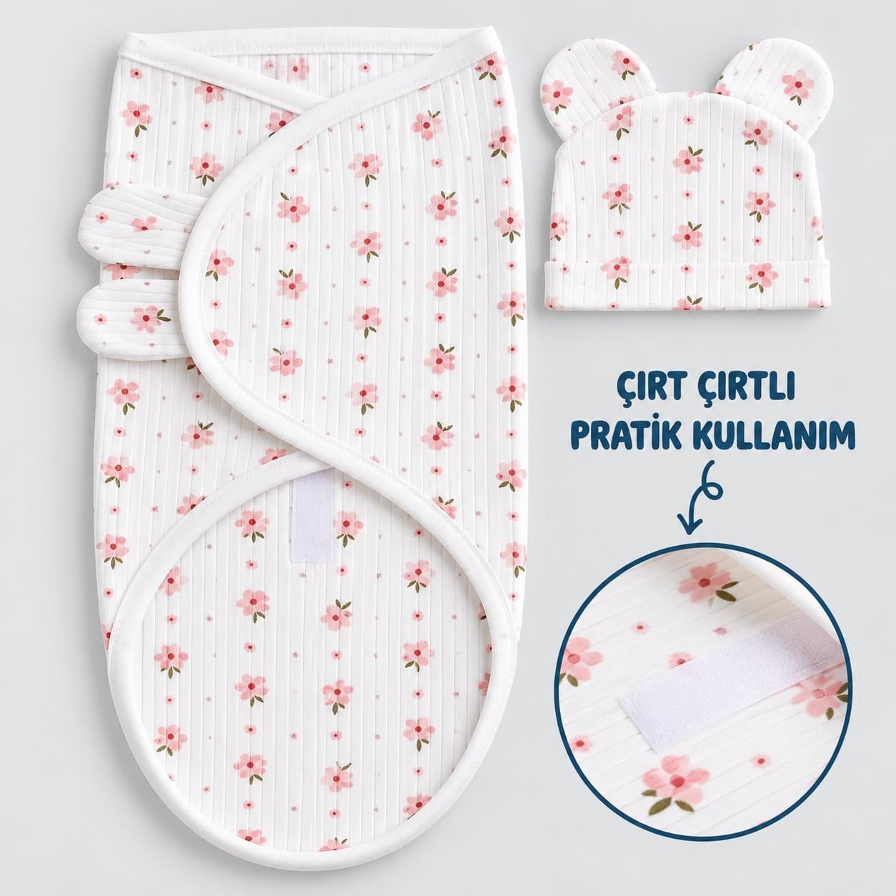 Şapkalı Cırt Detaylı Hazır Kundak