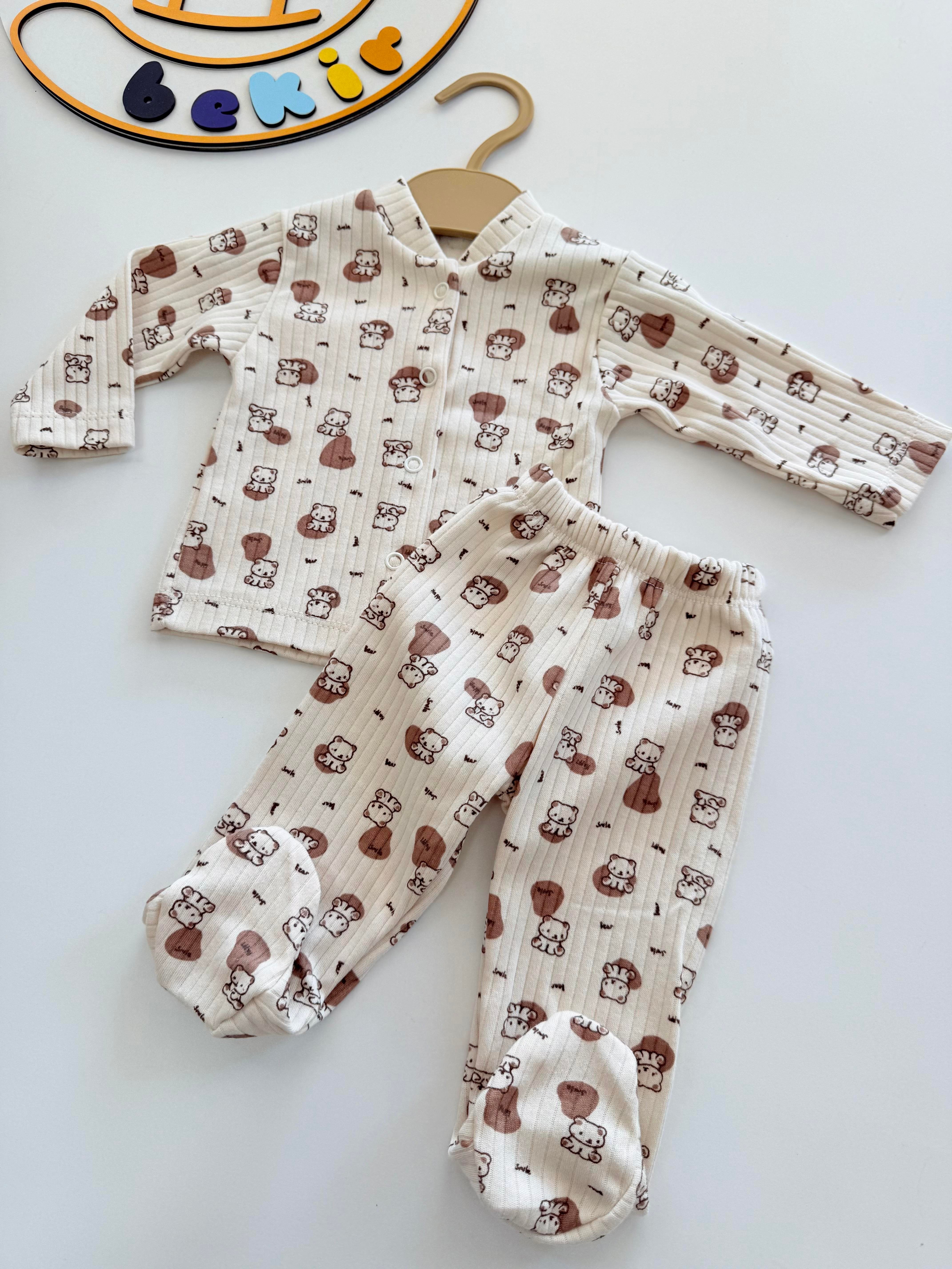 Yeni doğan Bebek Takım Ön Kısmı Çıtçıtlı Patikli