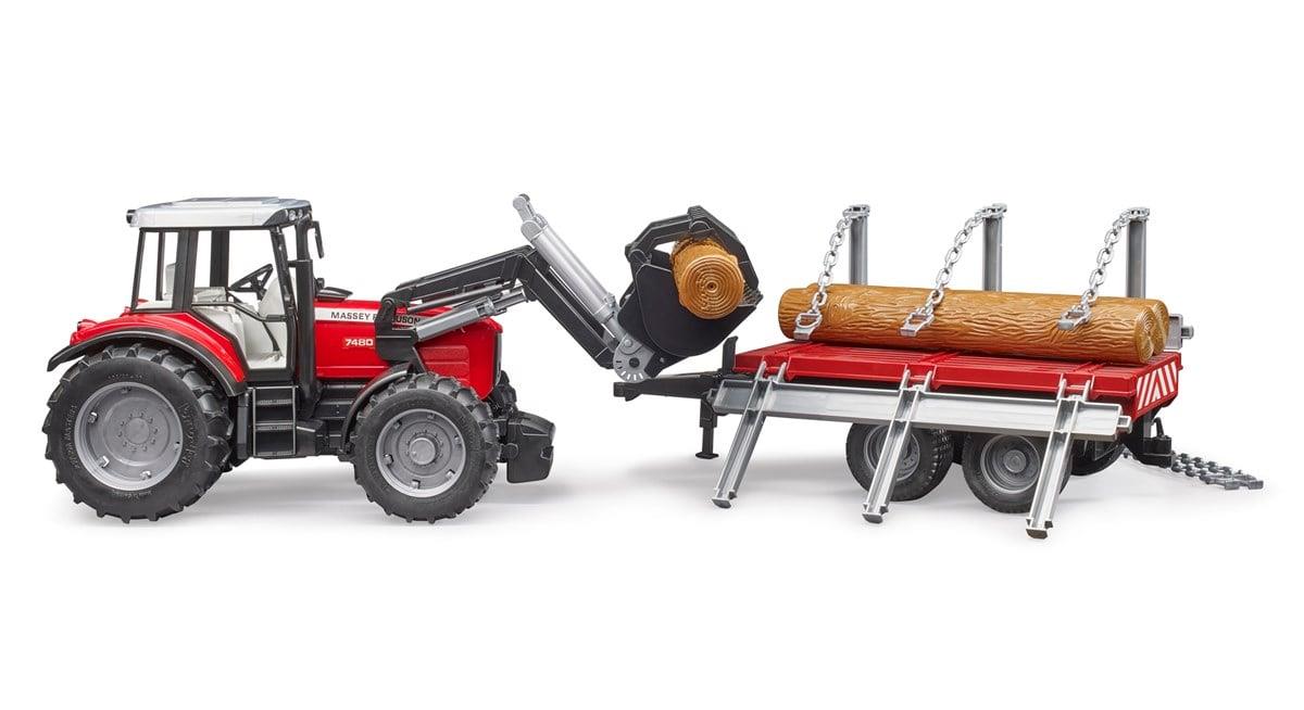 Bruder Massey Ferguson 7480 Traktör ve Küütük Taşıyan Römork
