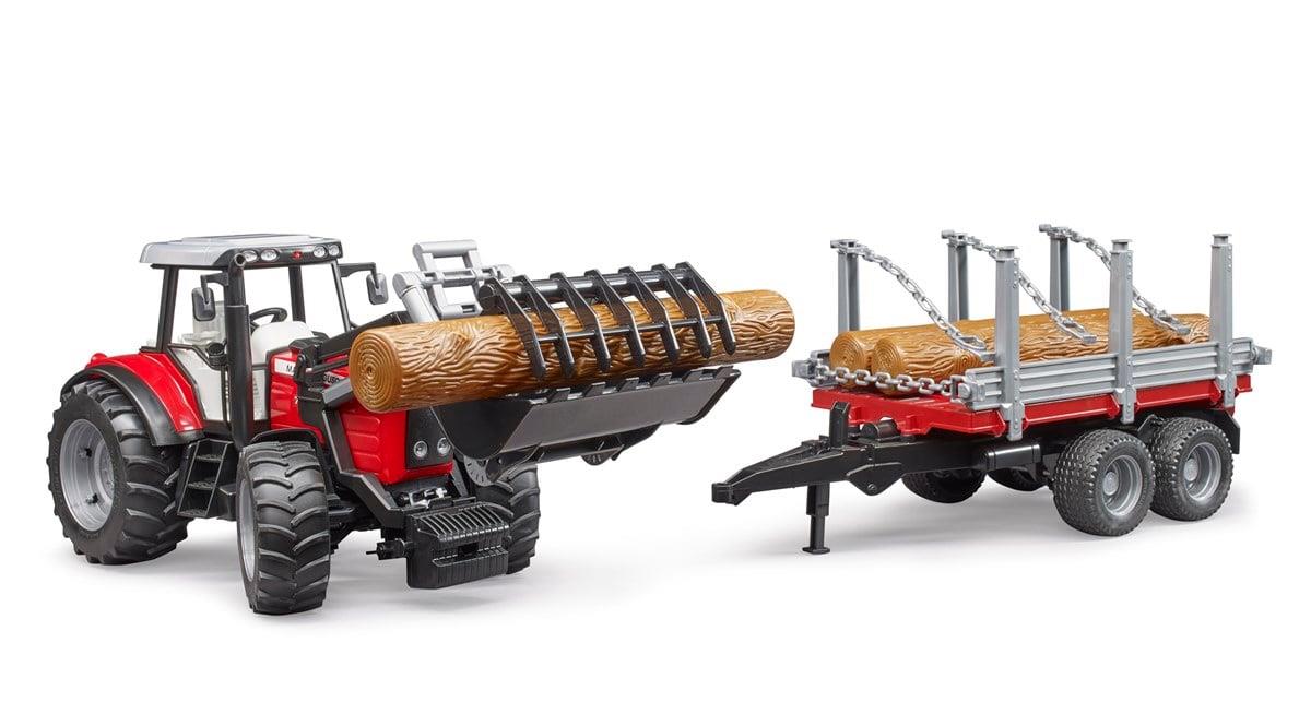 Bruder Massey Ferguson 7480 Traktör ve Küütük Taşıyan Römork