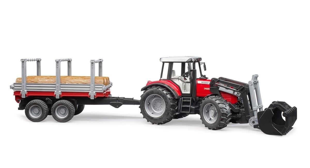 Bruder Massey Ferguson 7480 Traktör ve Küütük Taşıyan Römork