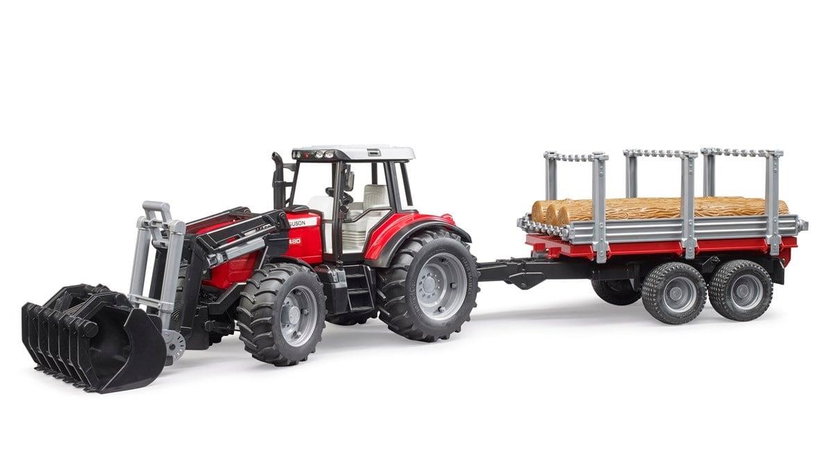 Bruder Massey Ferguson 7480 Traktör ve Küütük Taşıyan Römork