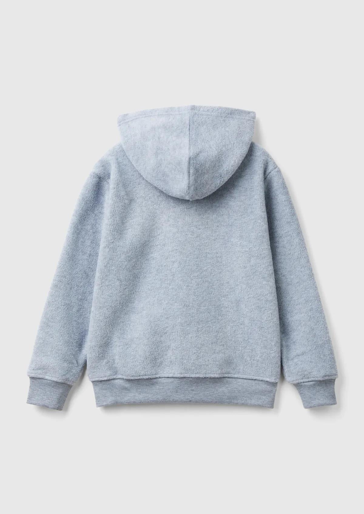 United Colors of Benetton Erkek Çocuk Gri Melanj Etiket Detaylı Sweatshirt