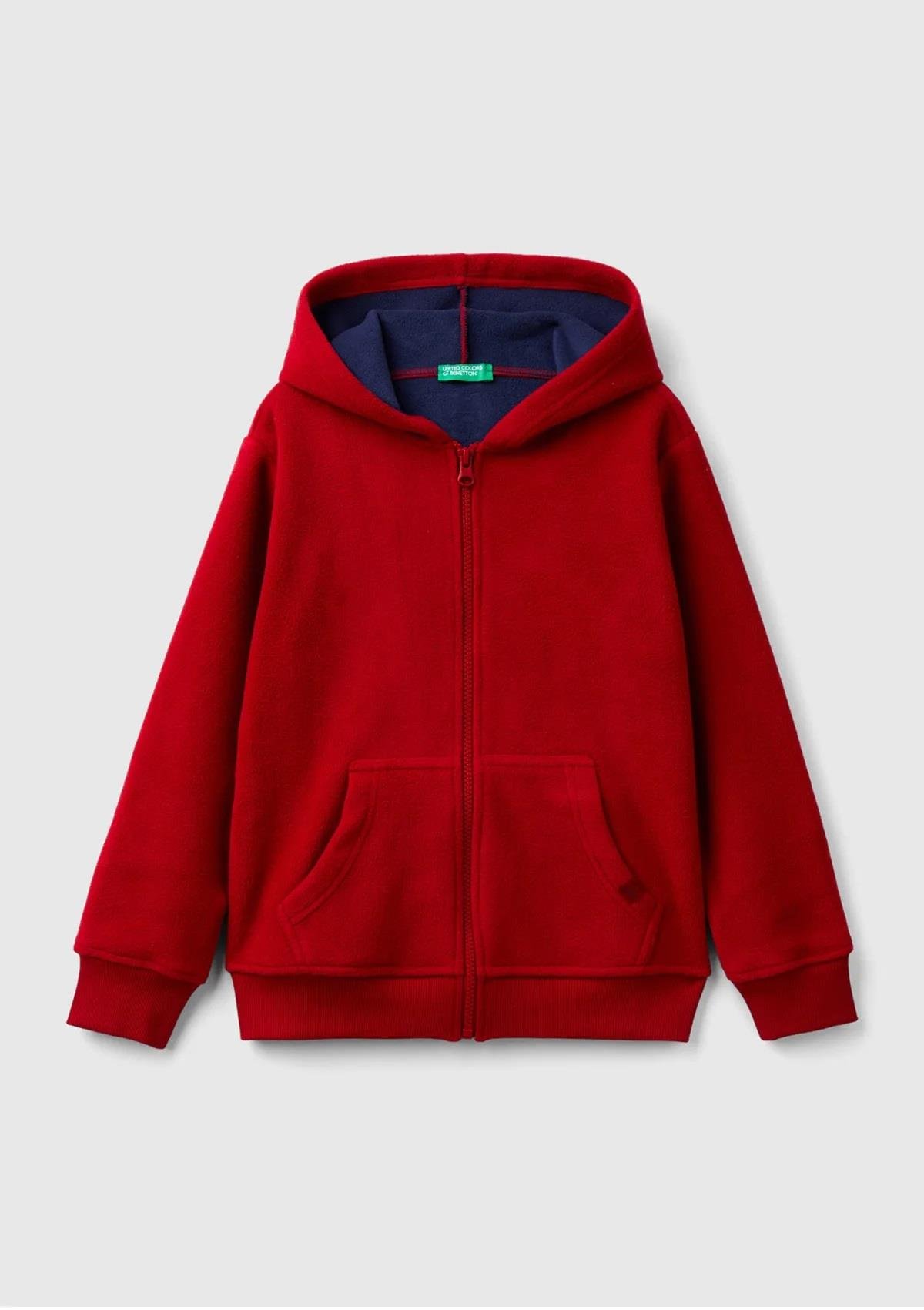 United Colors of Benetton Erkek Çocuk Kırmızı Etiket Detaylı Sweatshirt