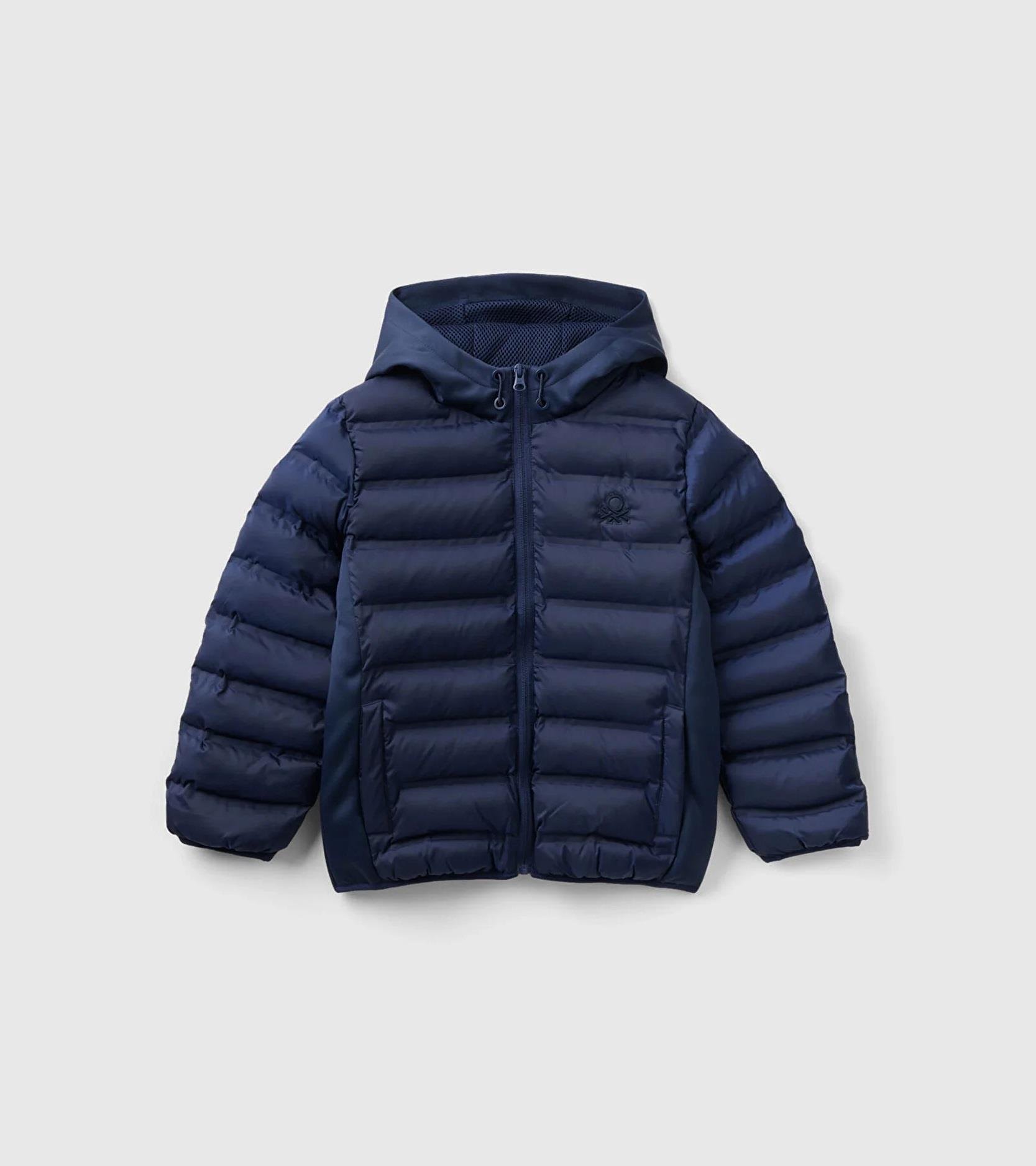 United Colors of Benetton Erkek Çocuk Lacivert Logolu Pufa Mont