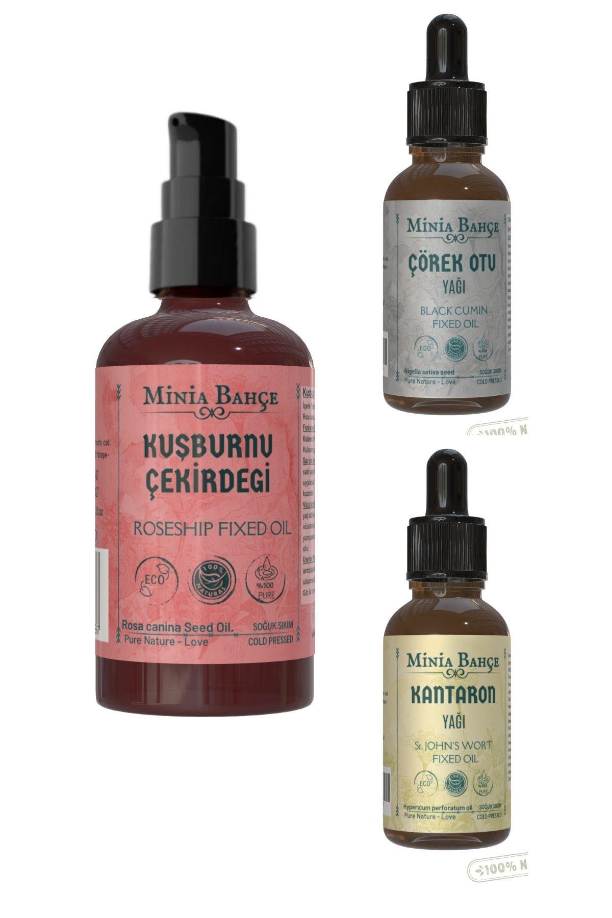 100 ml Kuşburnu Çekirdeği Yağı, Çörekotu Yağı 30ml, Kantaron Yağı 30ml