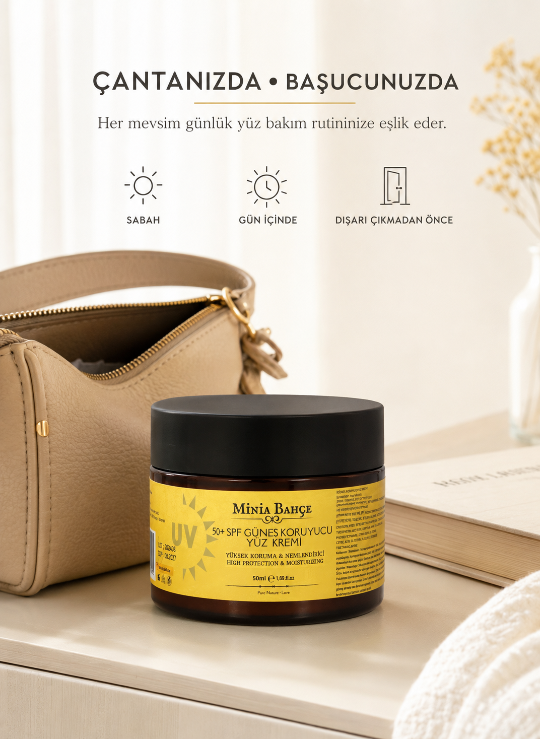 50 SPF Güneş Koruyucu Yüz  Kremi - 50 ml | %100 Doğal Filtreli