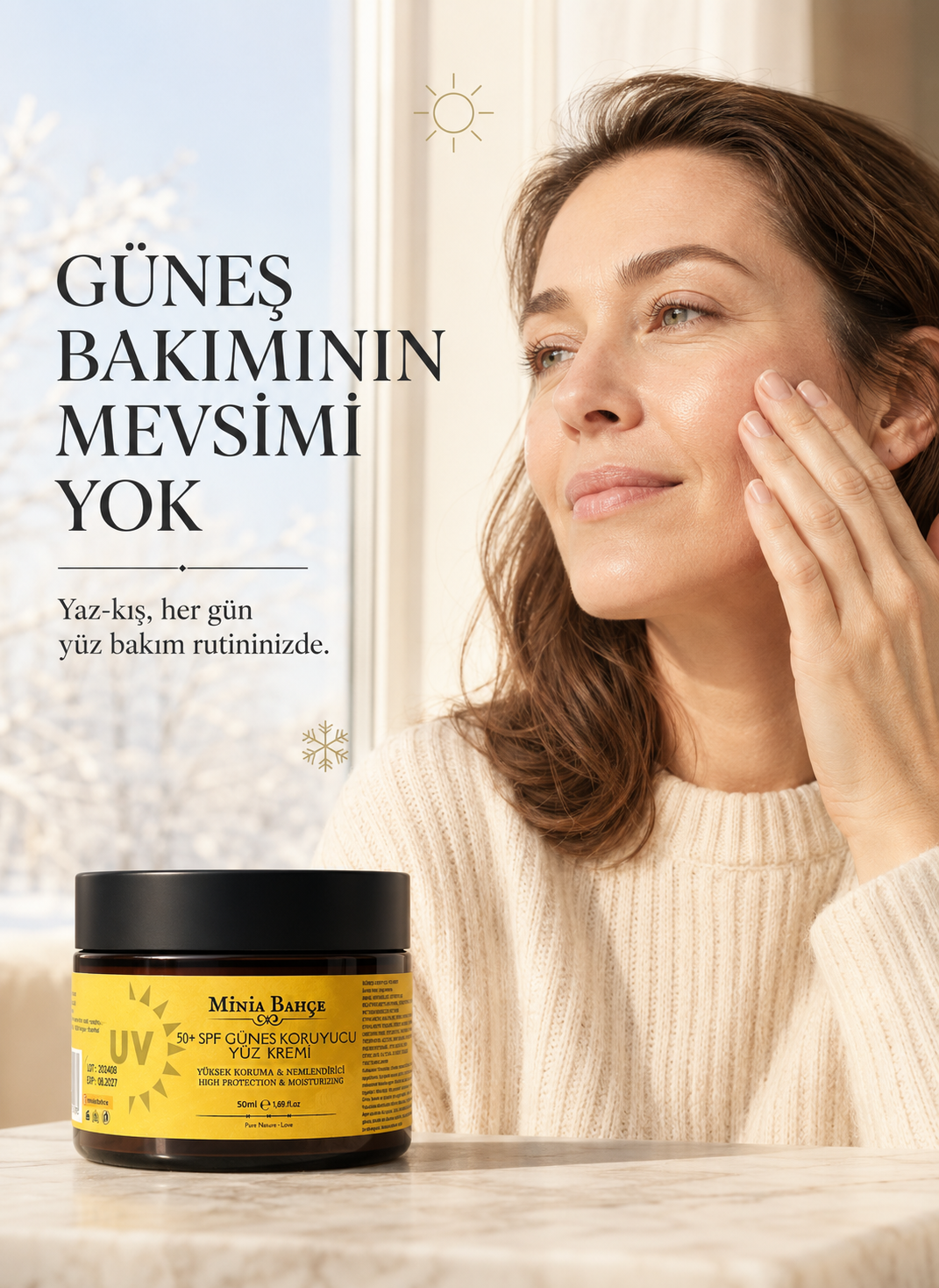 50 SPF Güneş Koruyucu Yüz  Kremi - 50 ml | %100 Doğal Filtreli